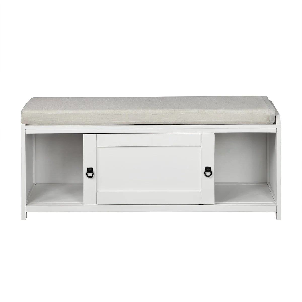 Wood Storage Bench with 2 Cabinets