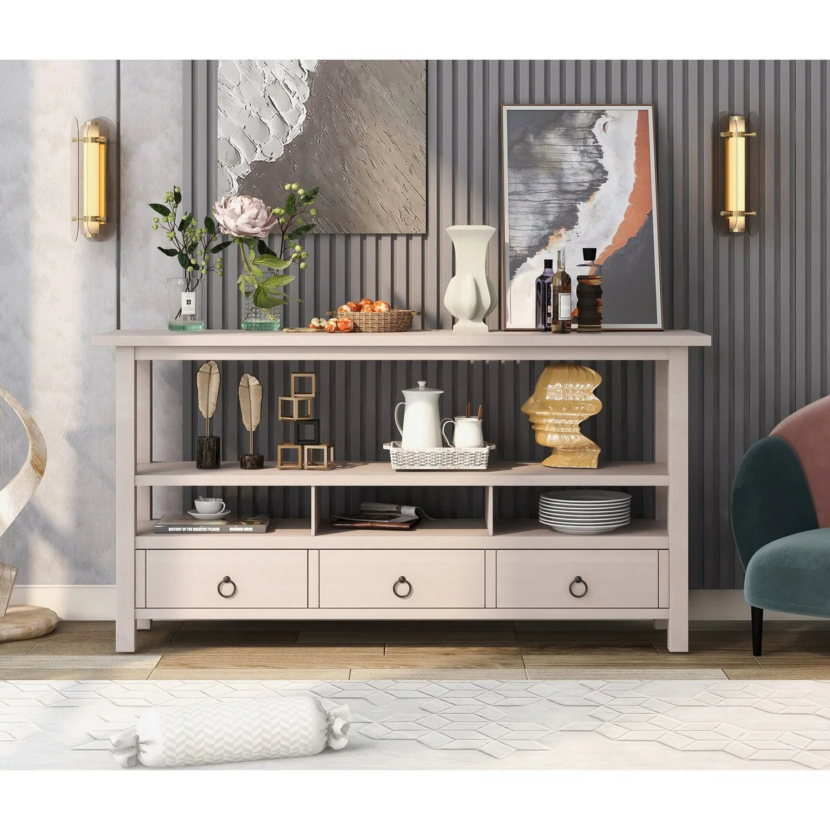 Console Table with Three Drawers