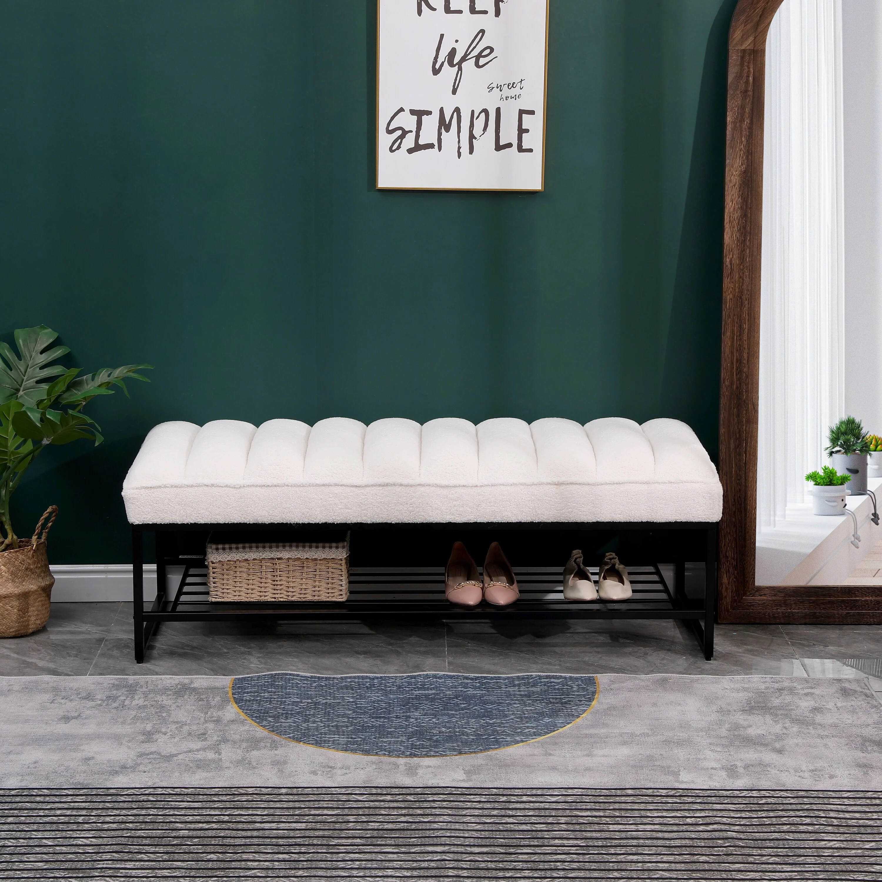 Channel Tufted Bench