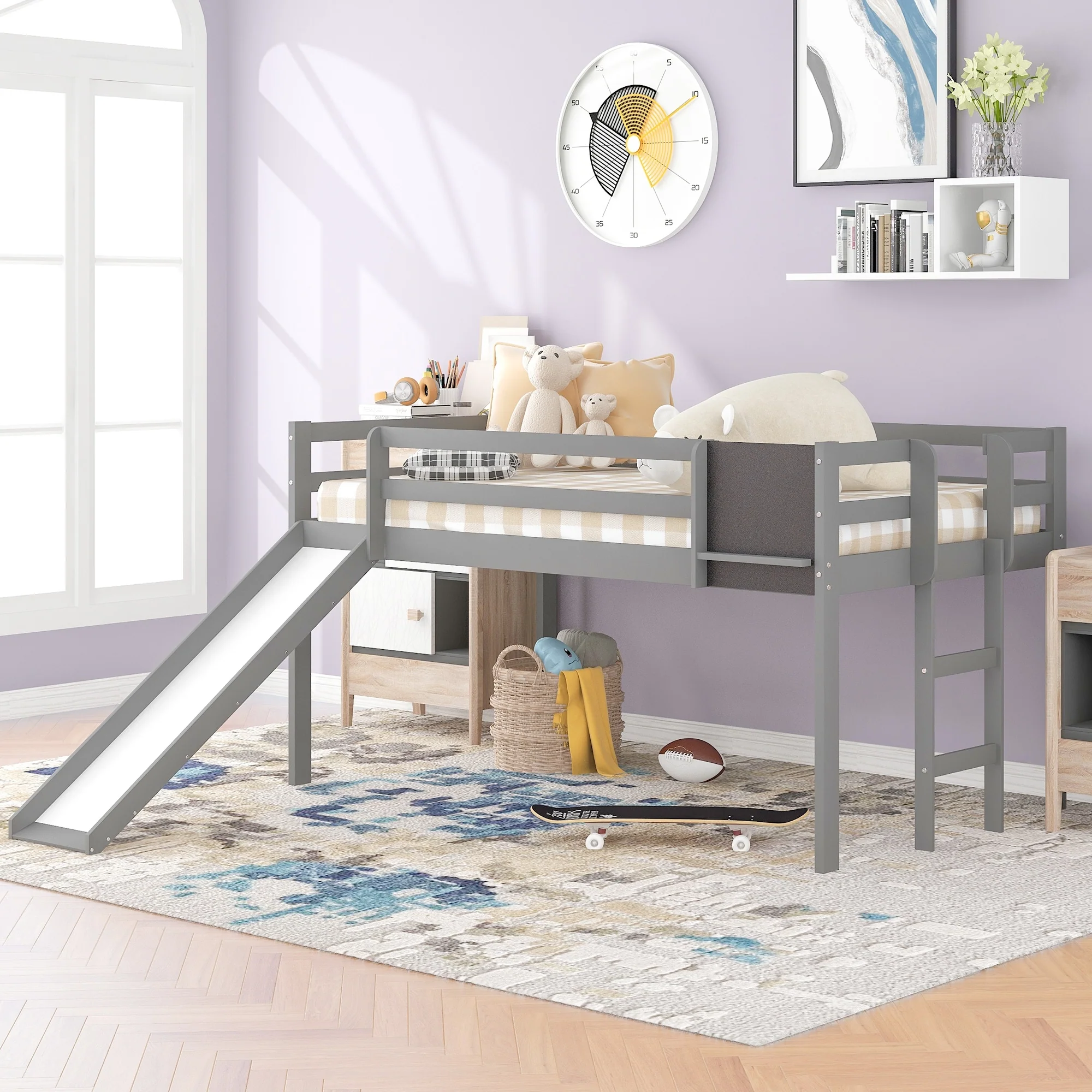 Loft Bed Wood Bed with Slide