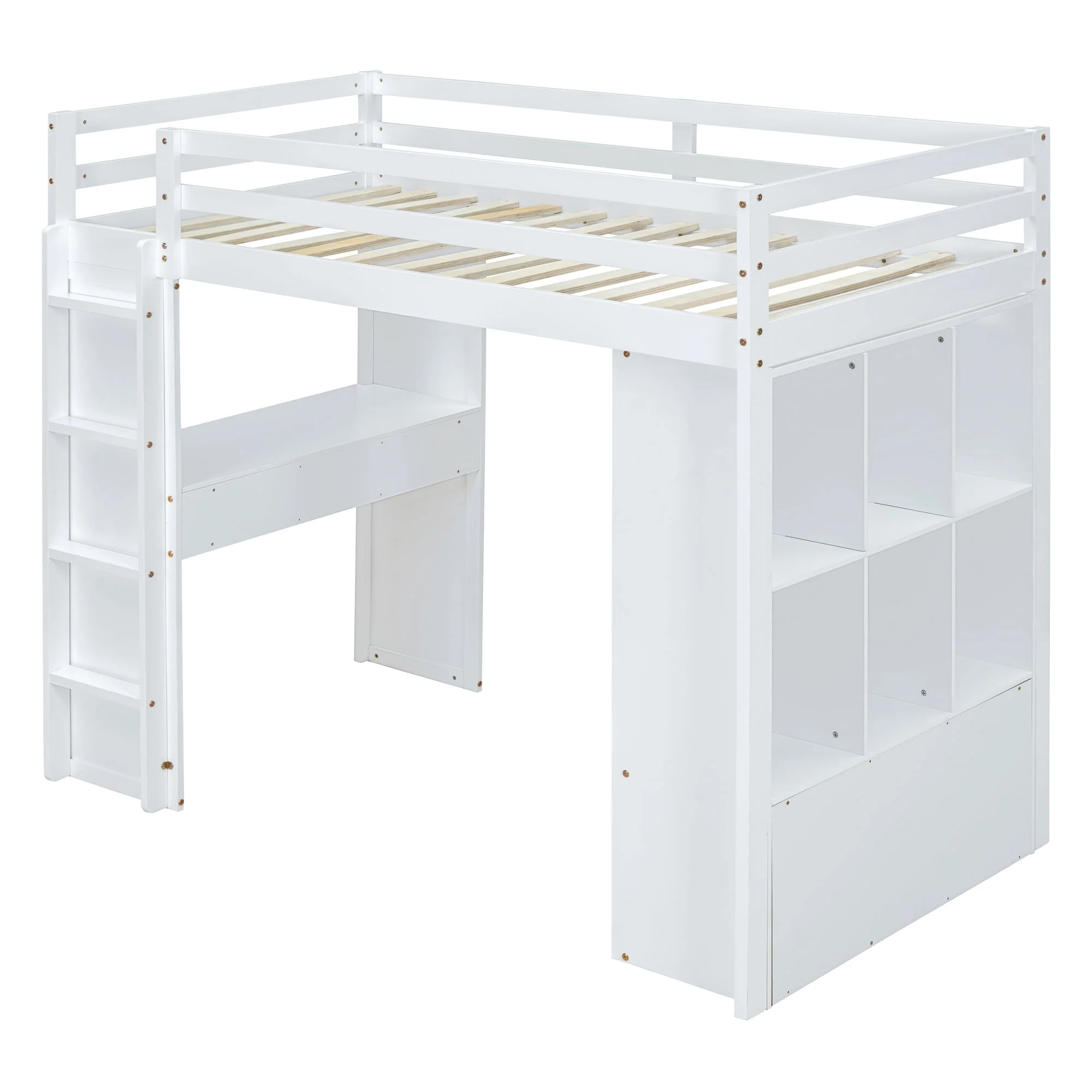 Loft Bed with large shelves