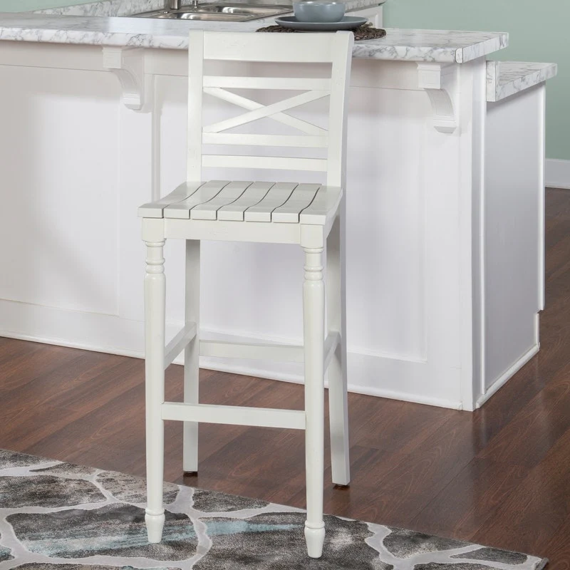 Asher White Wood Bar Stool