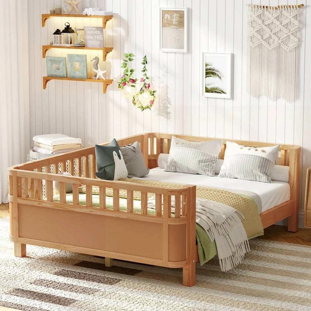 Wood Low Profile Bed with Rails