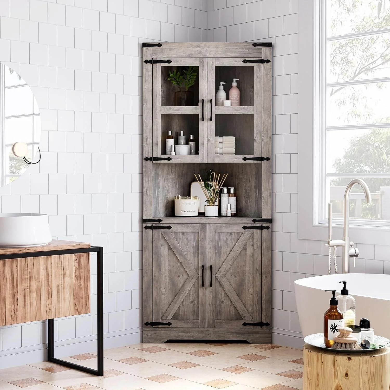 Senfot Tall Corner Storage Cabinet