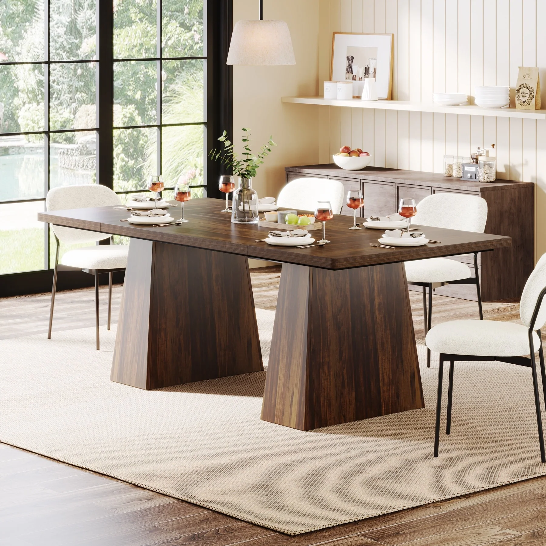 63 Inches Wood Dining Table