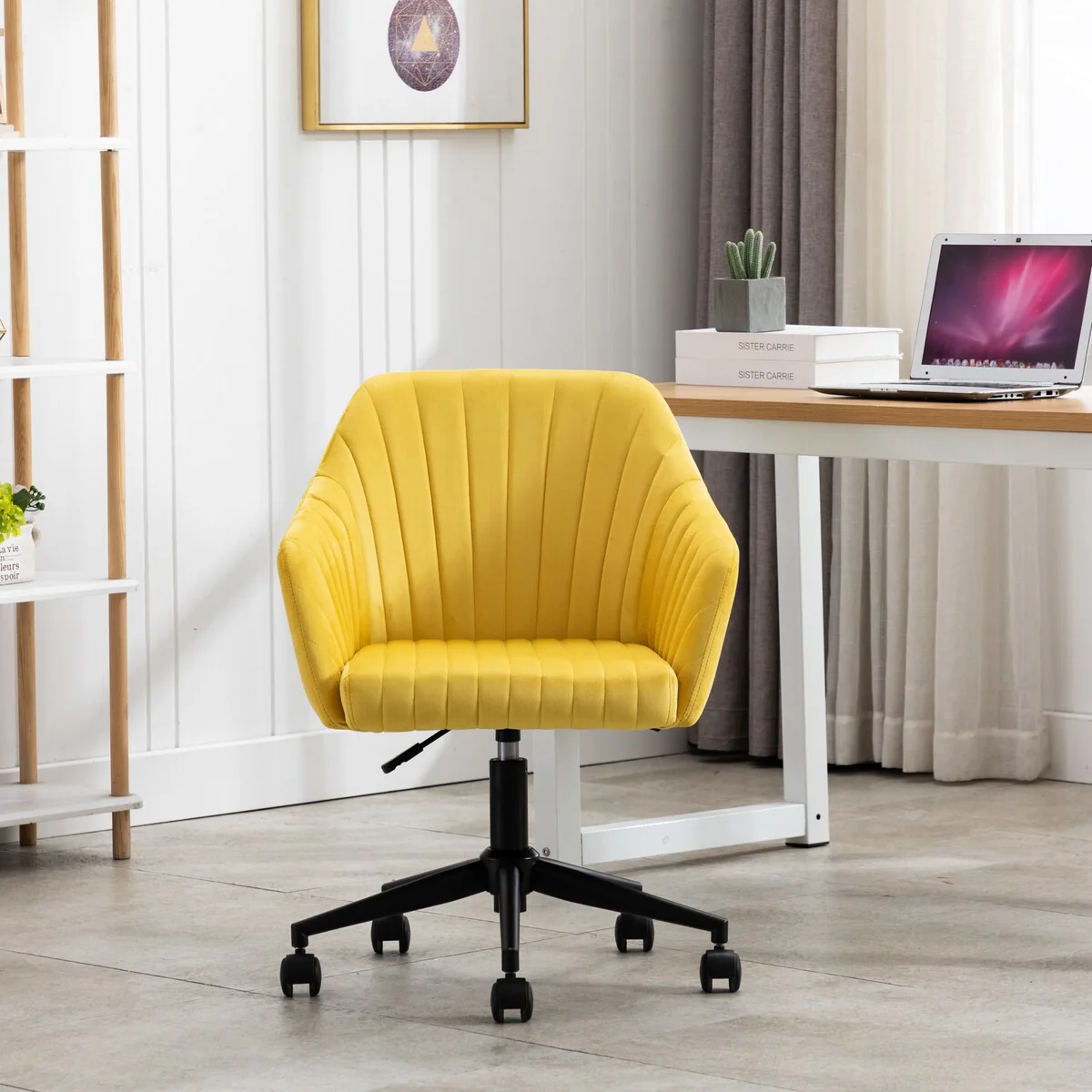Velvet Home Office Desk Chair,Yellow