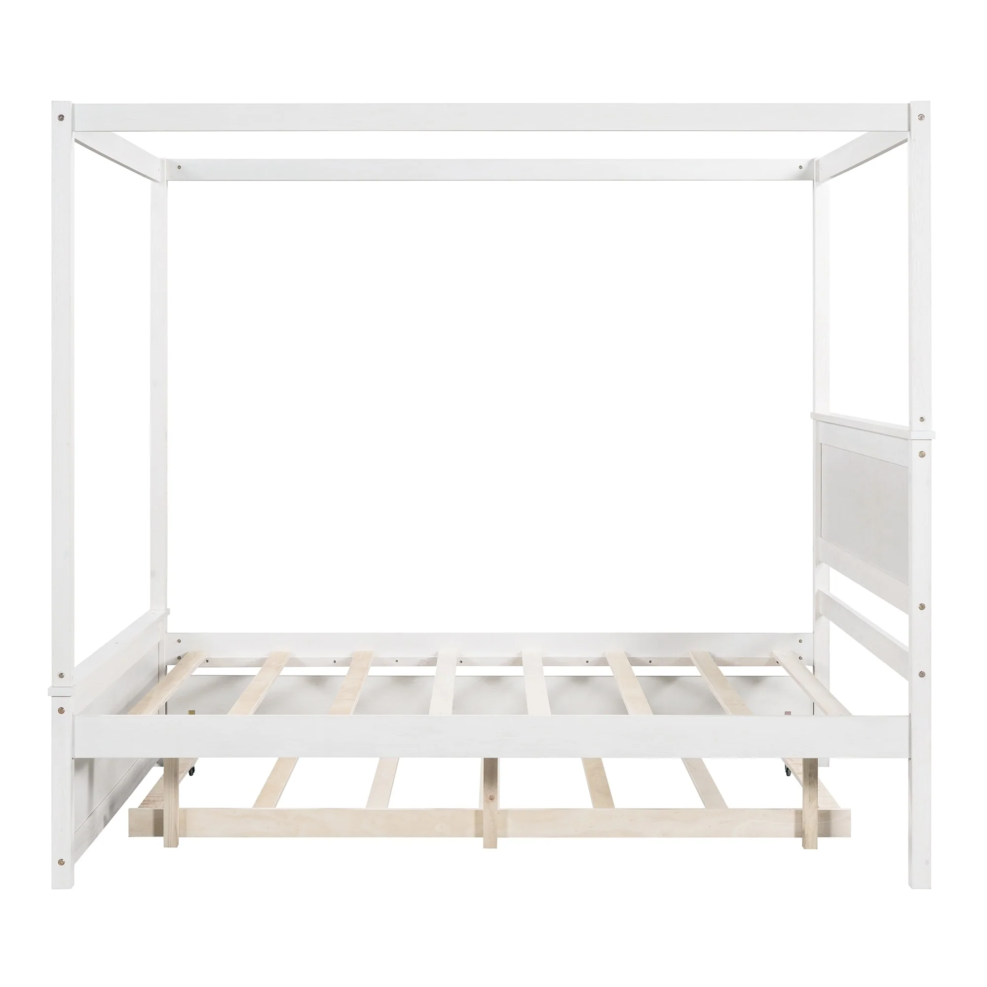 Wood Canopy Bed with Trundle Bed