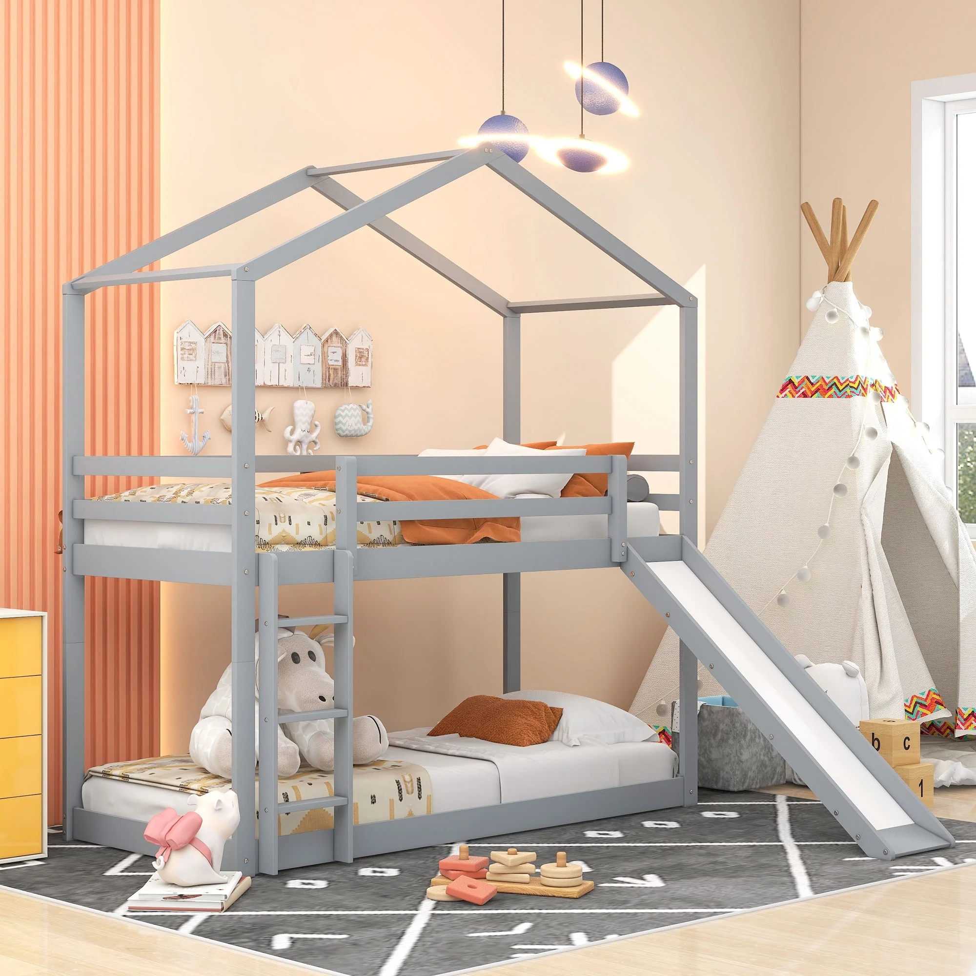 Over Bunk Bed with Roof