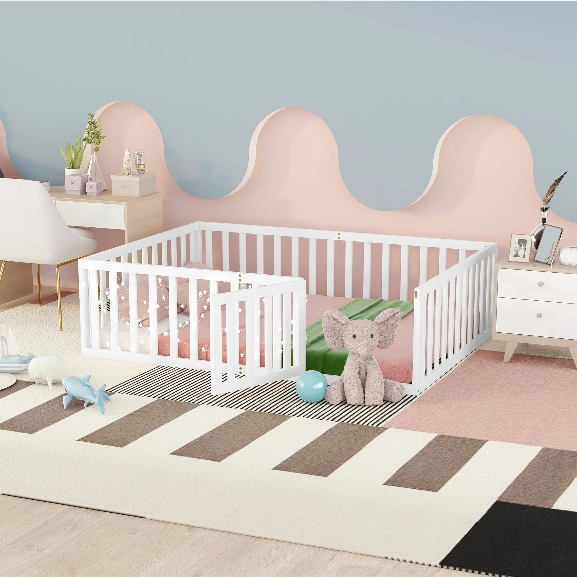 Wood Daybed Frame with Fence