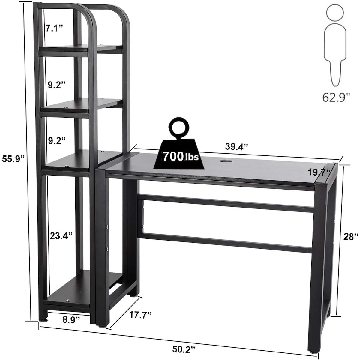 Computer Desk Carbon Steel, Black