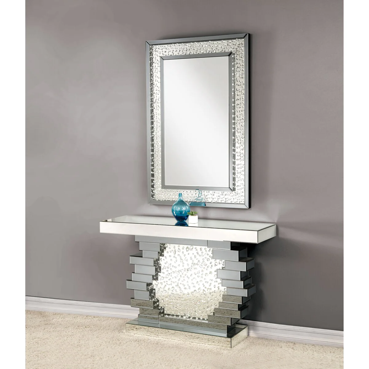 Mcguire Mirrored Pedestal Console Table