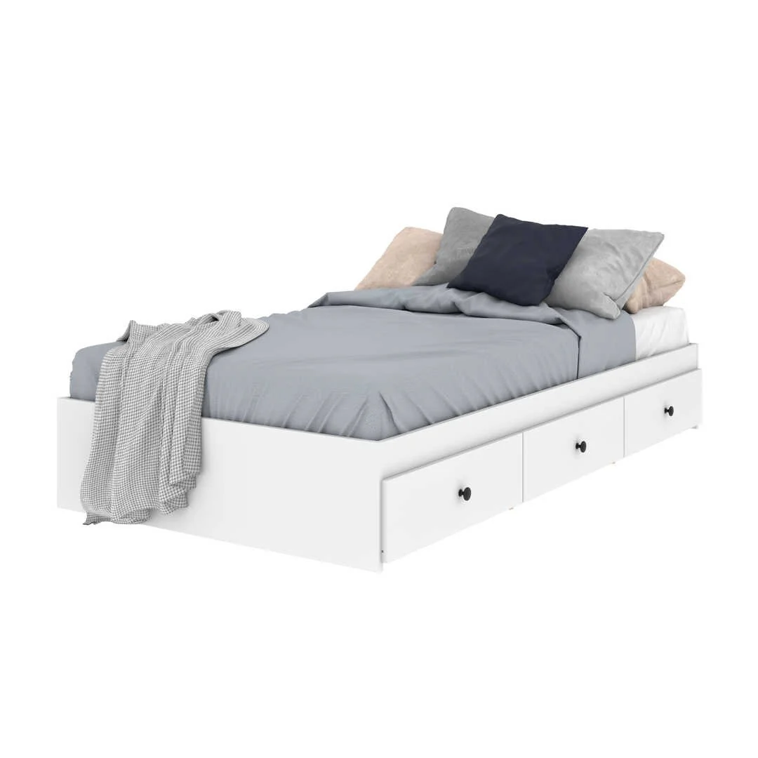 White Platform Storage Bed