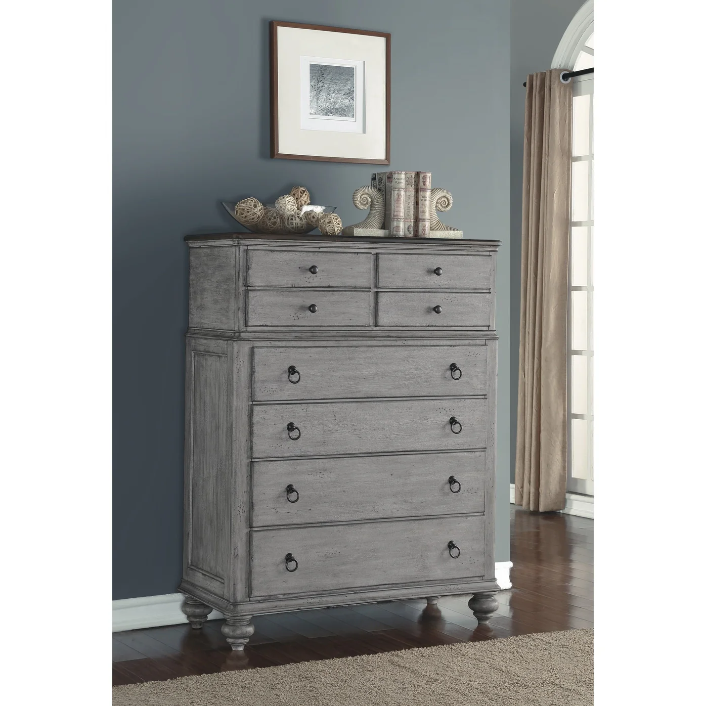 Plymouth Gray Wood Drawer Chest