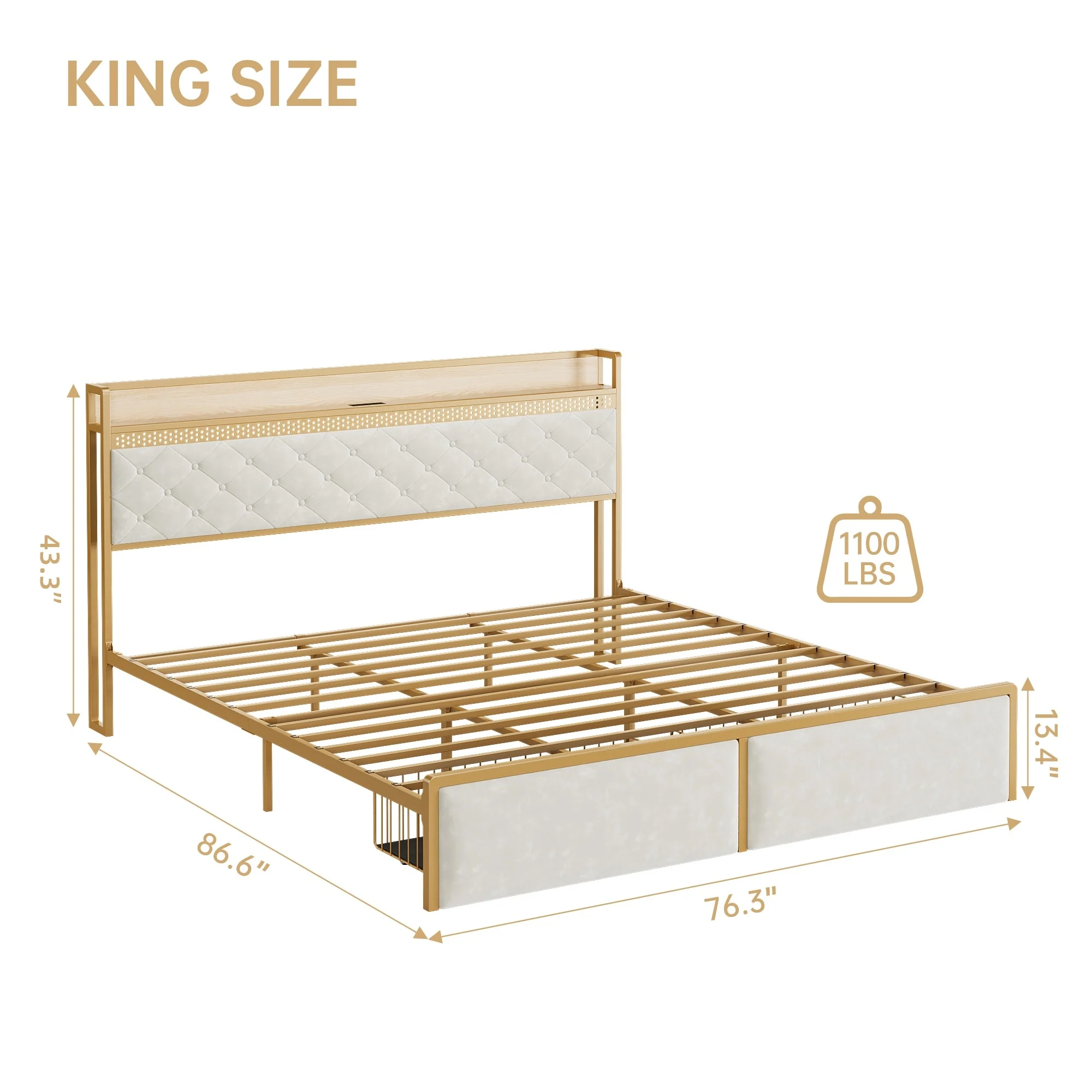 King Size Bed Frame with RGB LED