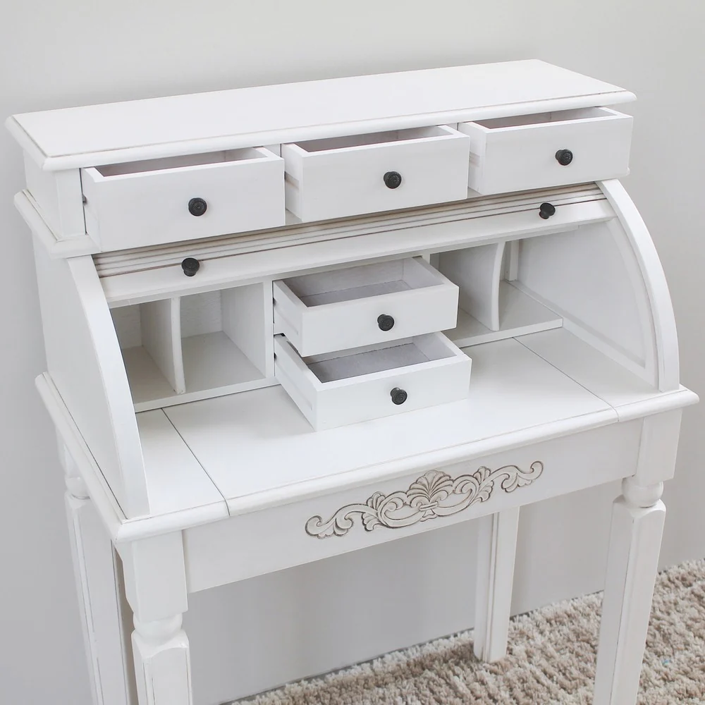 Windsor Carved Wood Roll Top Desk