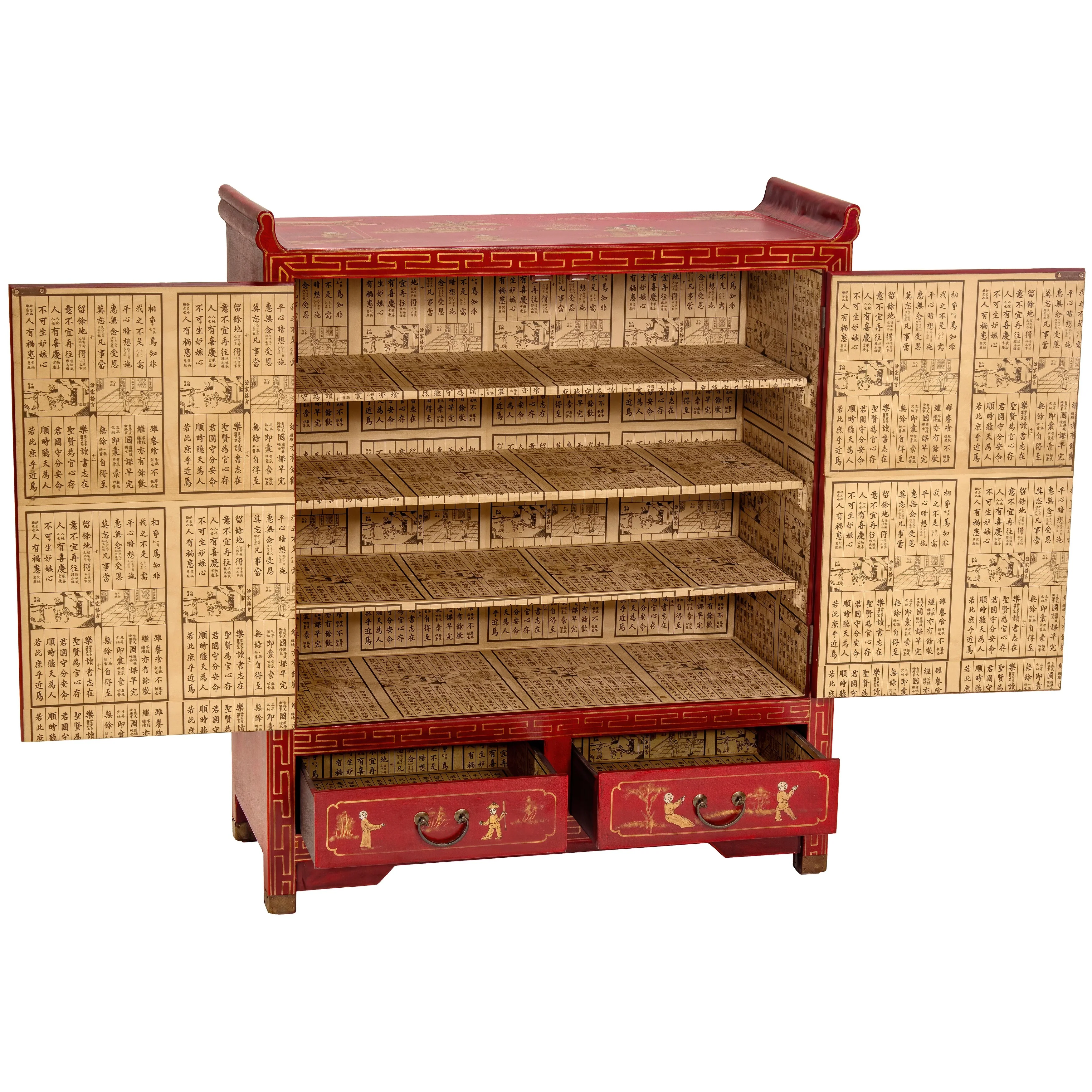 Red Lacquer Altar Cabinet - Courtyard