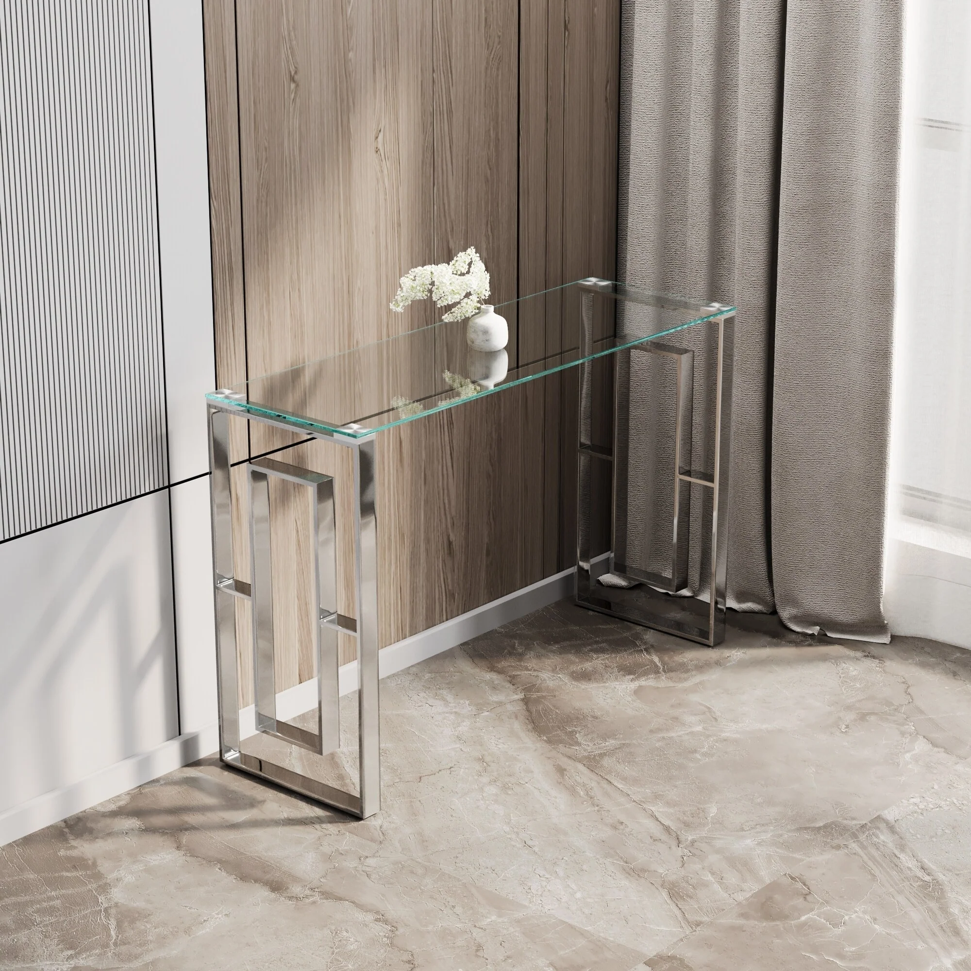 Console Table Stainless Steel Glass