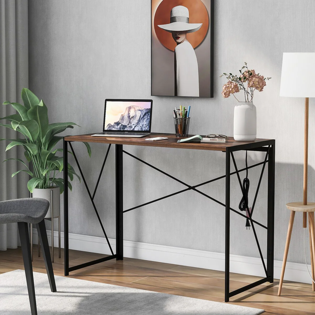 Folding Table, Dark Brown