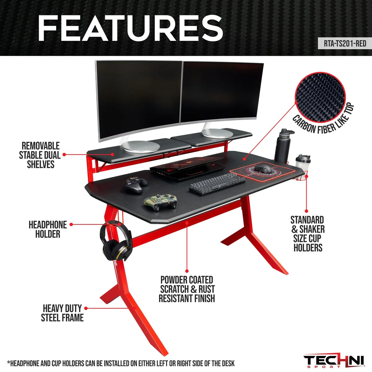 Sport Red Stryker Gaming Desk, Red