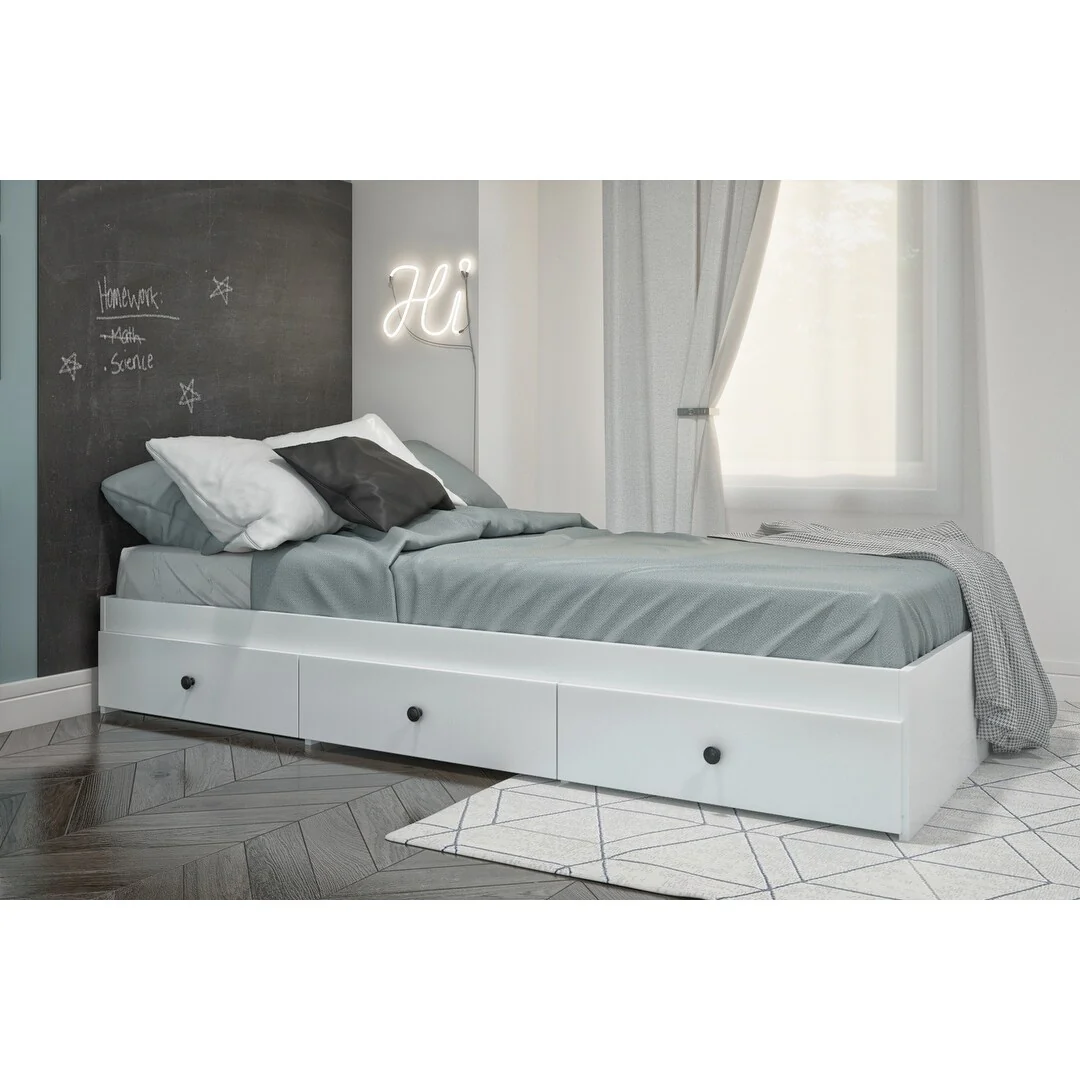 White Platform Storage Bed
