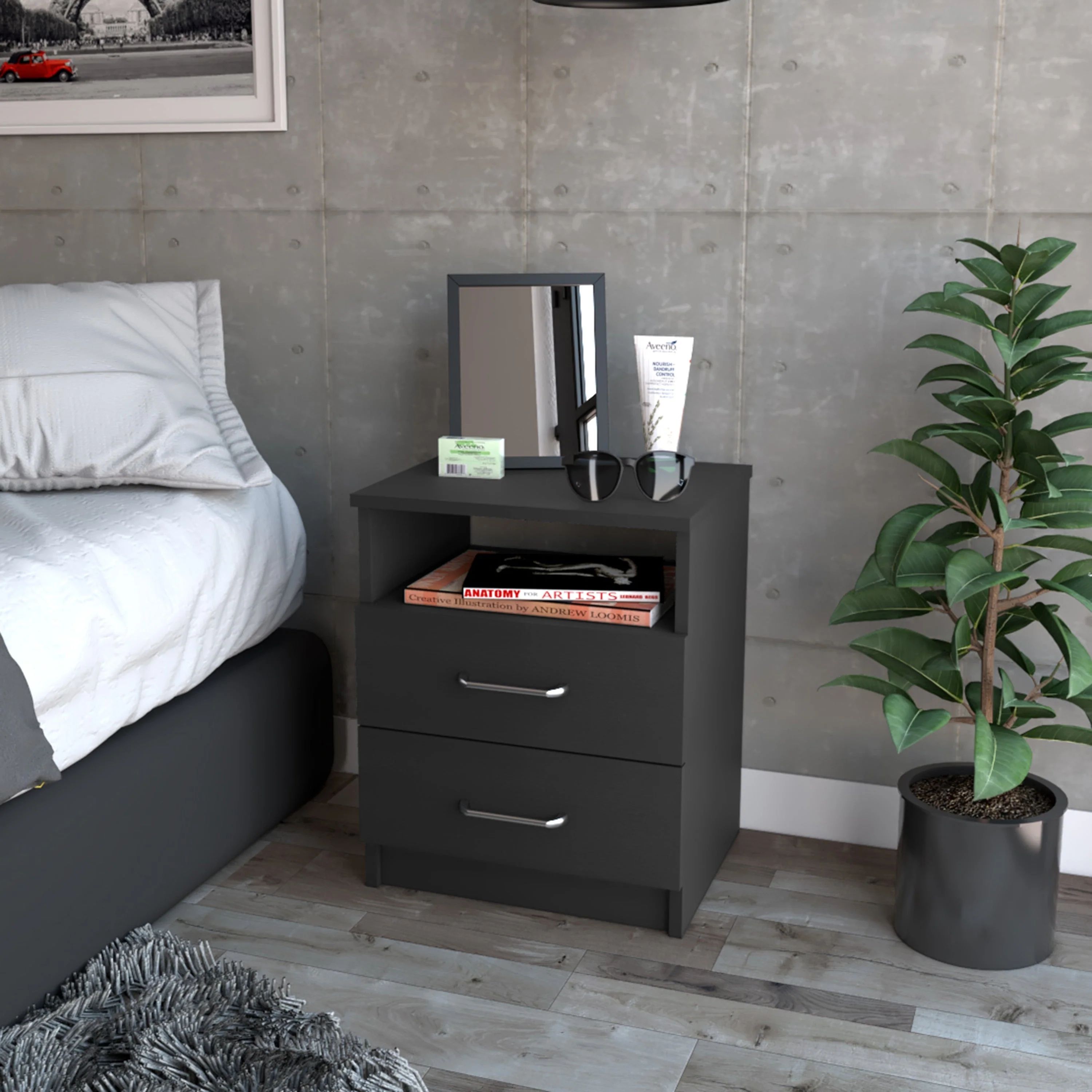 Boahaus Palma Nightstand (Black)