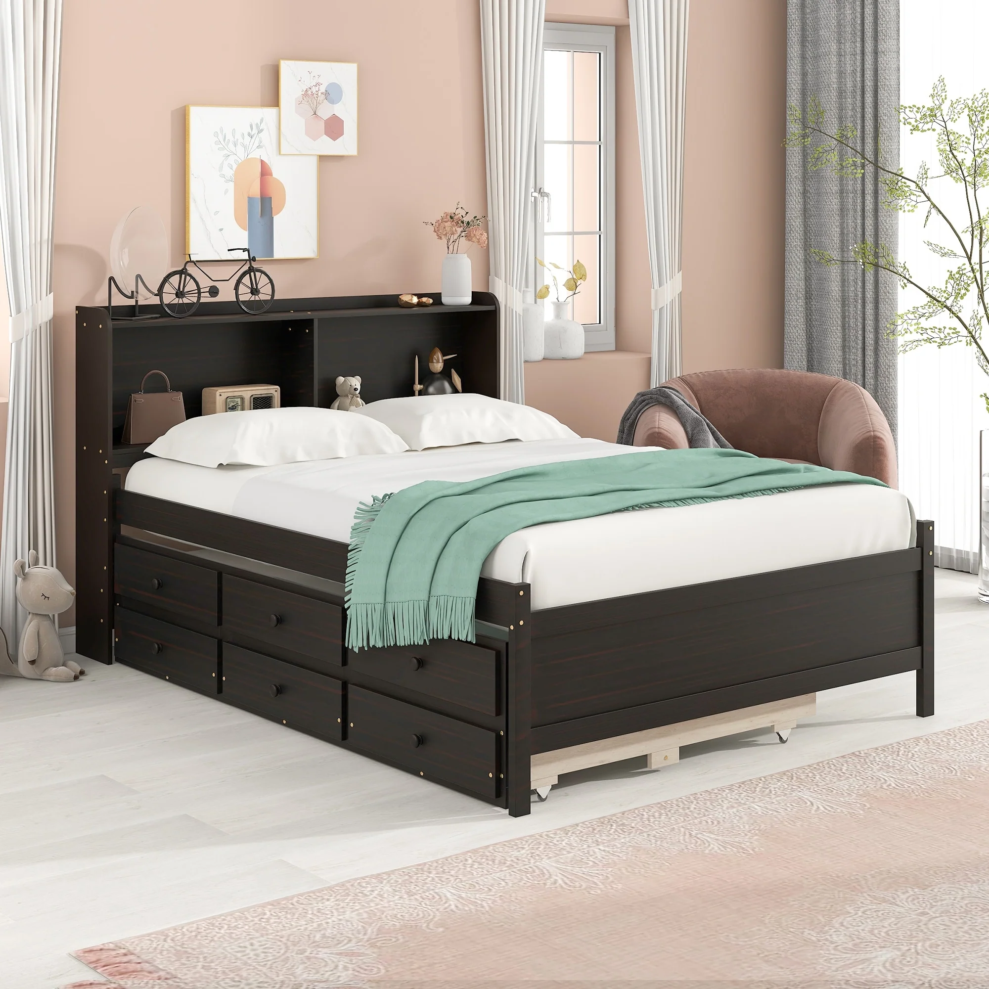 Bed with Bookcase