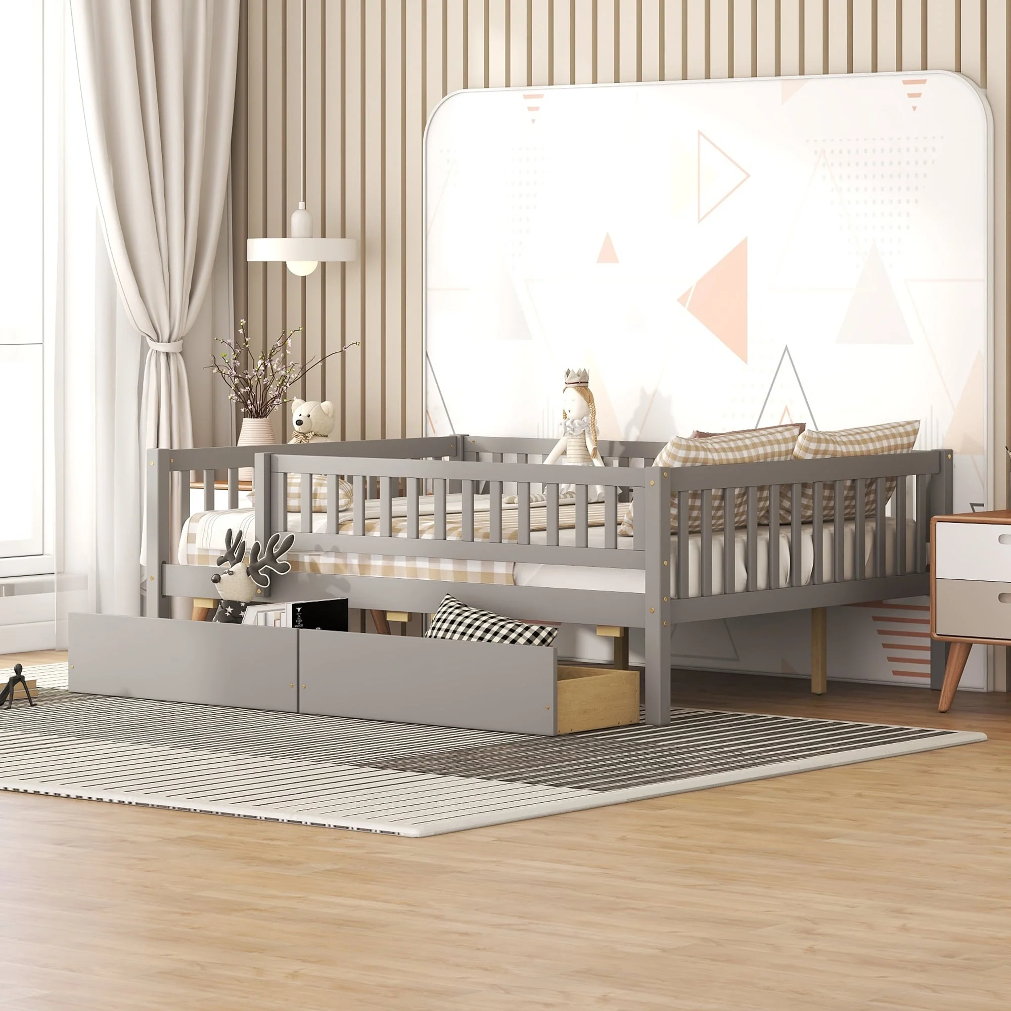 Daybed Wood Bed with Two Drawers