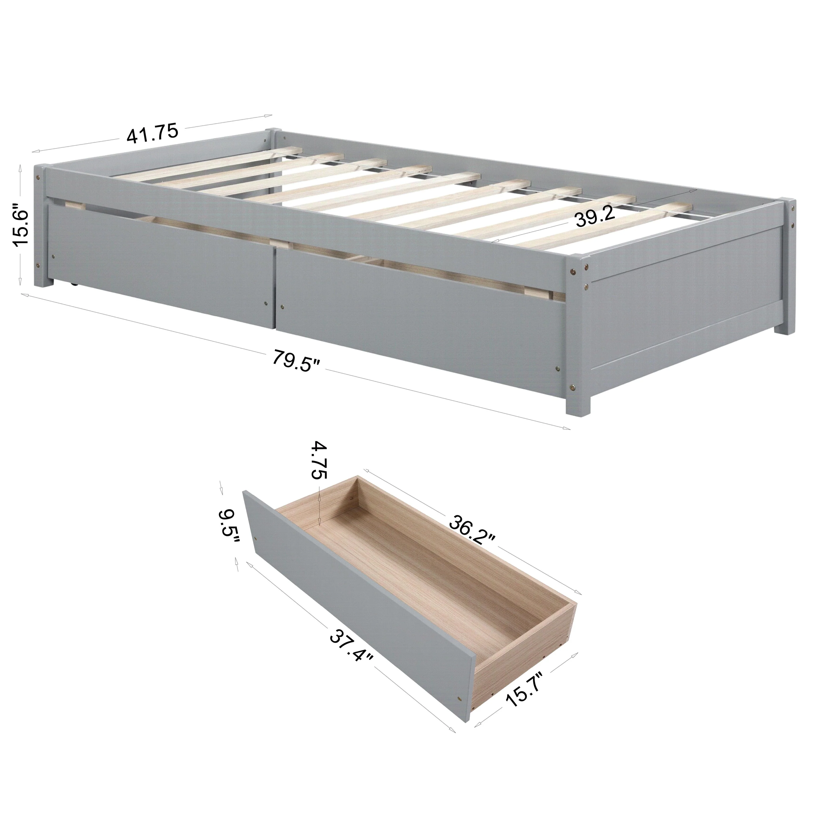 Bed with 2 Drawers
