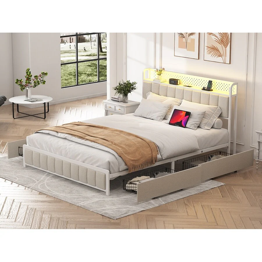Platform Bed With 4 Drawers