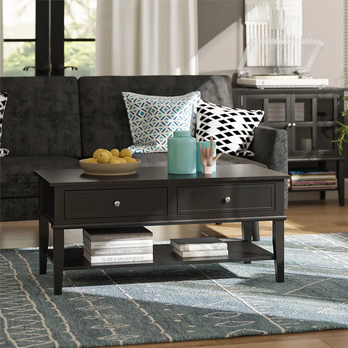 Eclectic Boho Coffee Table, Black