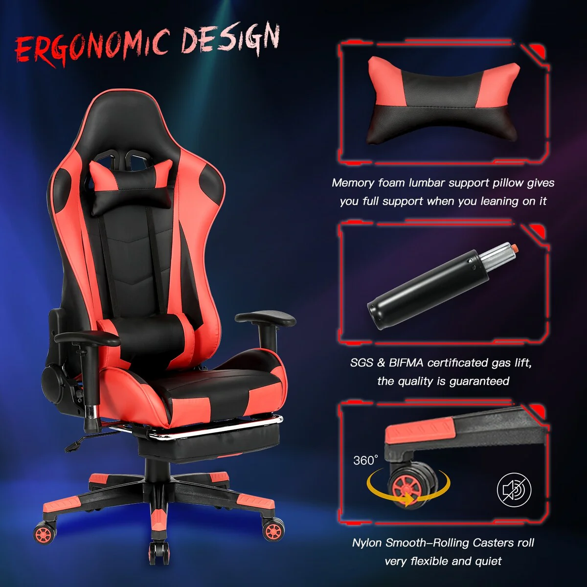 Sport Office PC Gaming Chair, Blue
