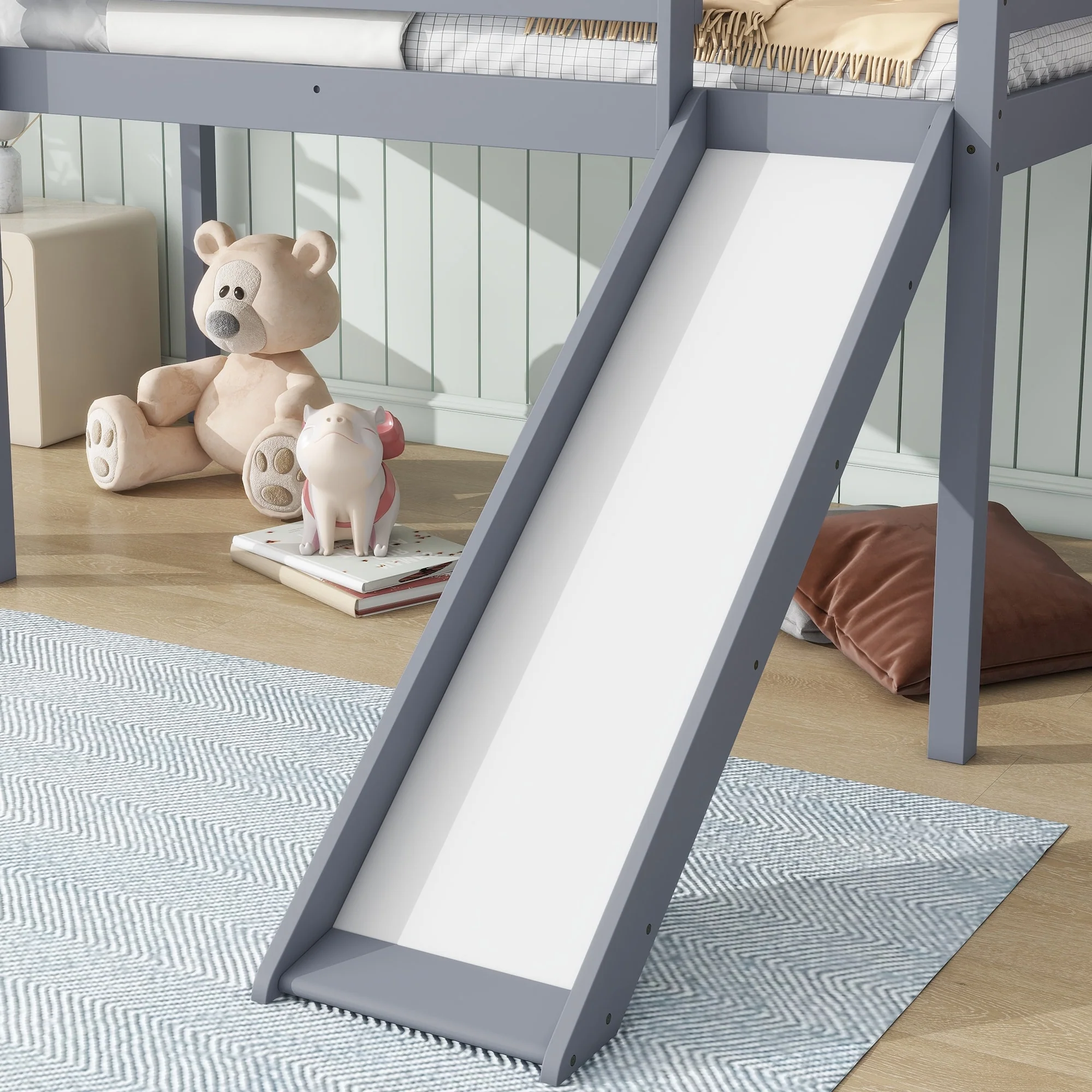 Low Loft Bed with Slide