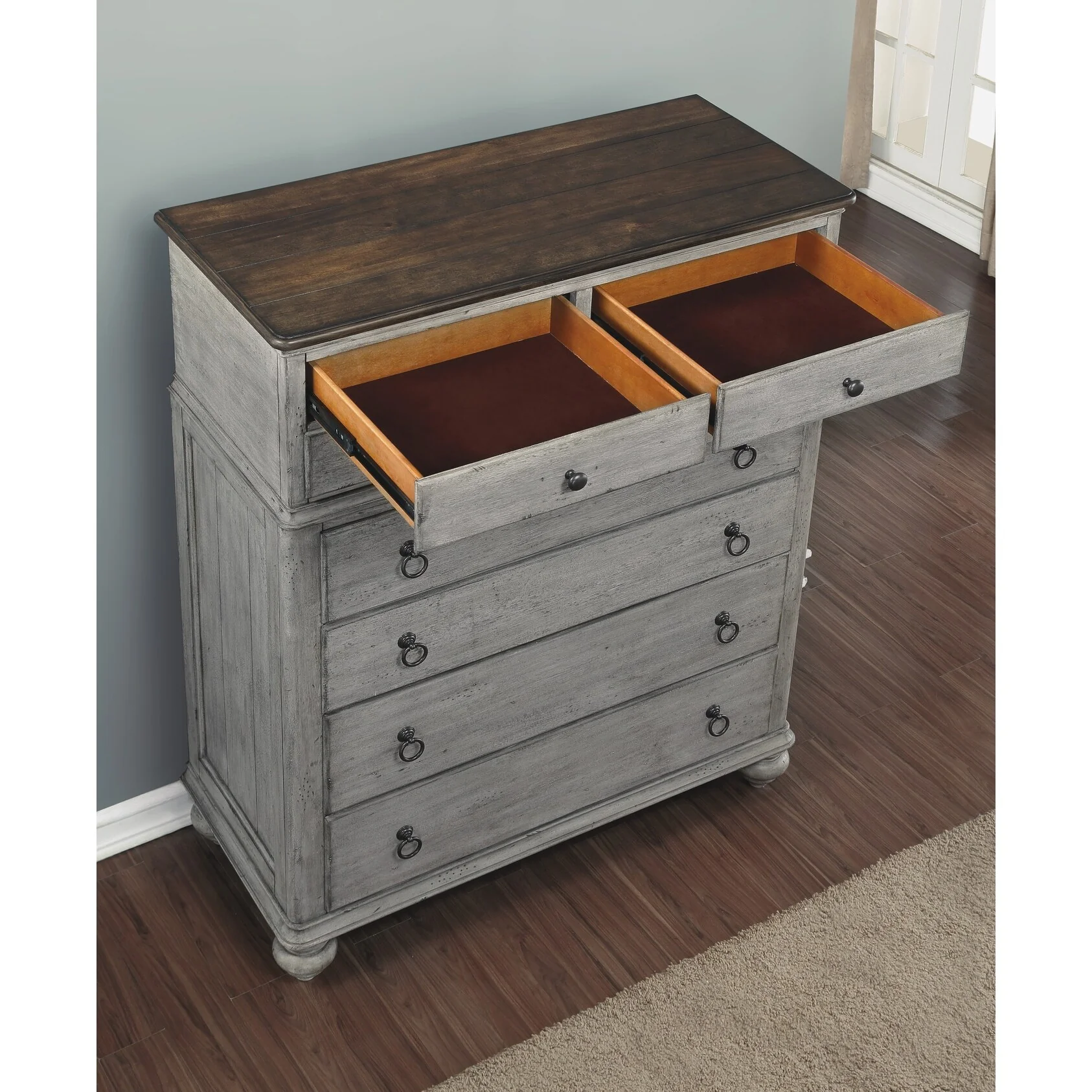 Plymouth Gray Wood Drawer Chest