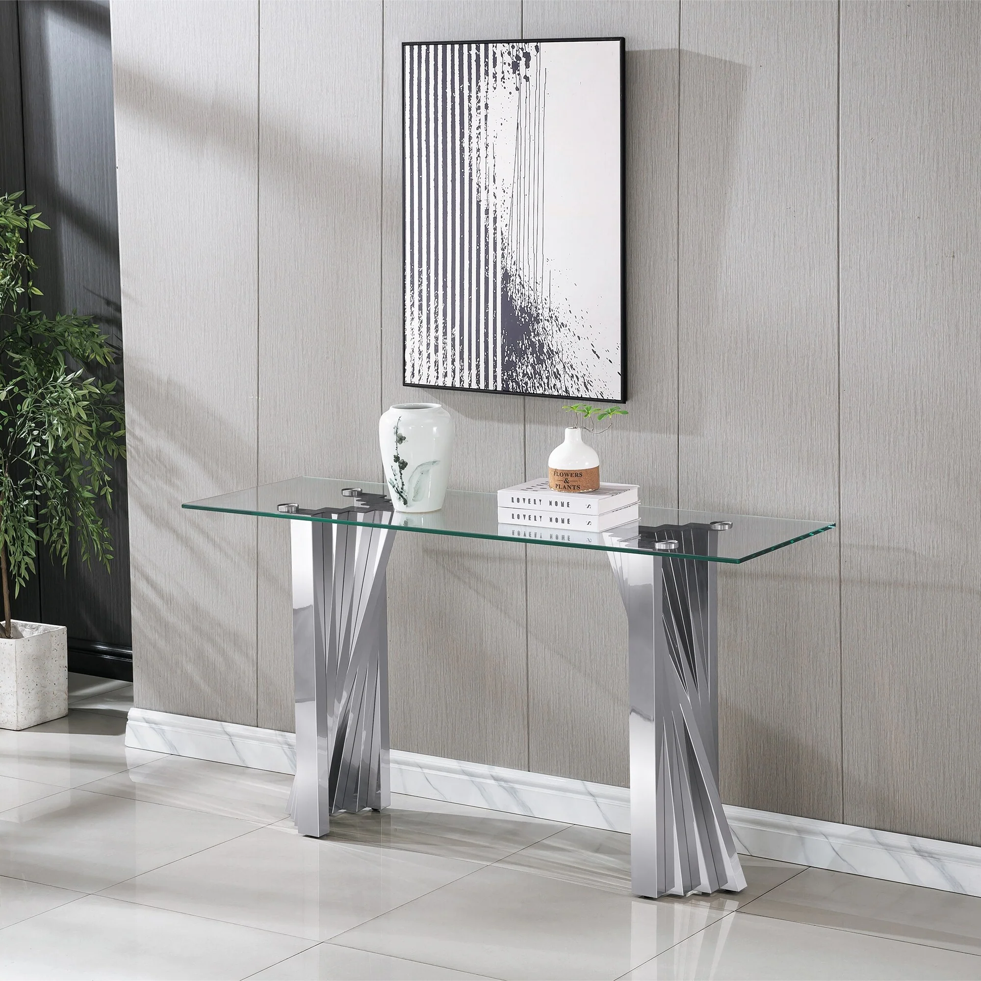 Modern Tempered Glass Console Table
