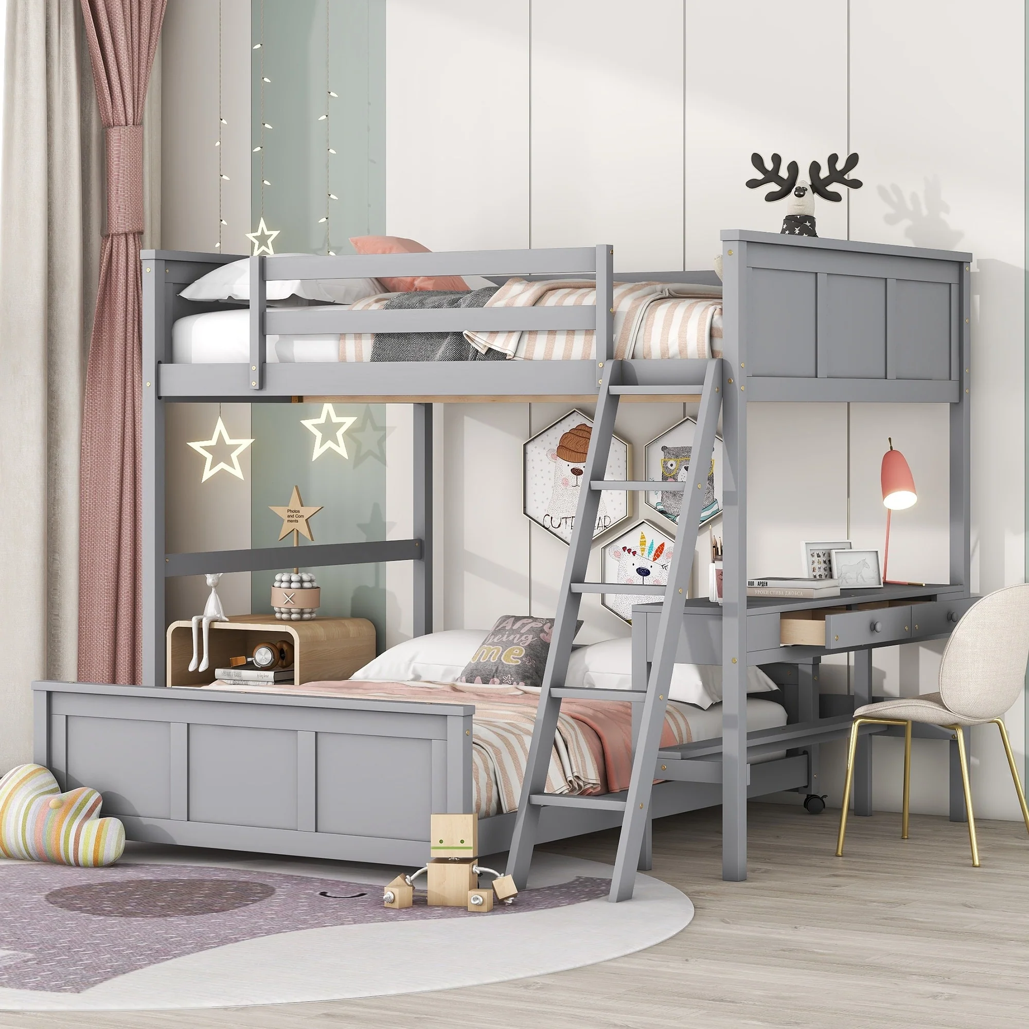 Over Bunk Bed with Desk