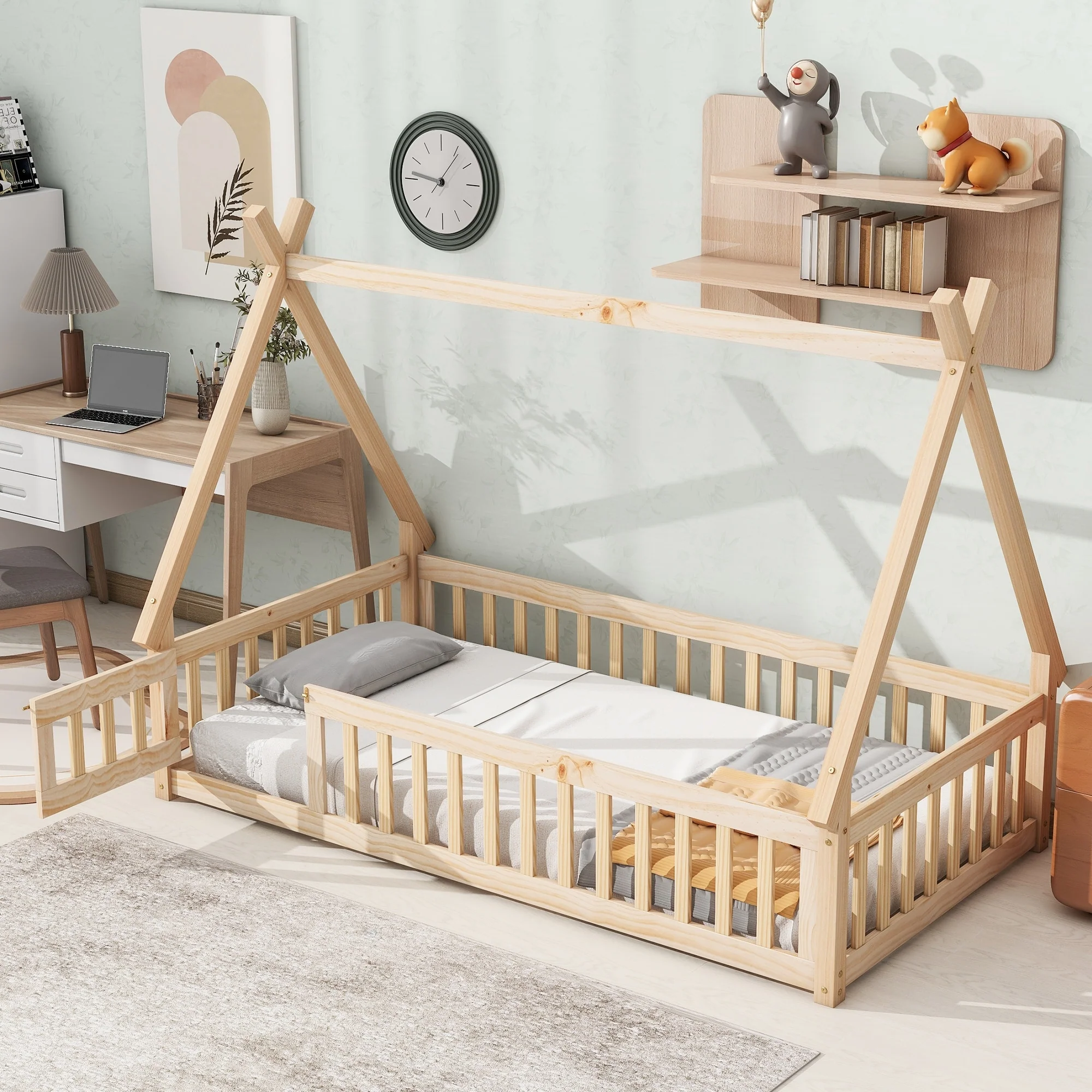 Tent-shaped Floor Bed