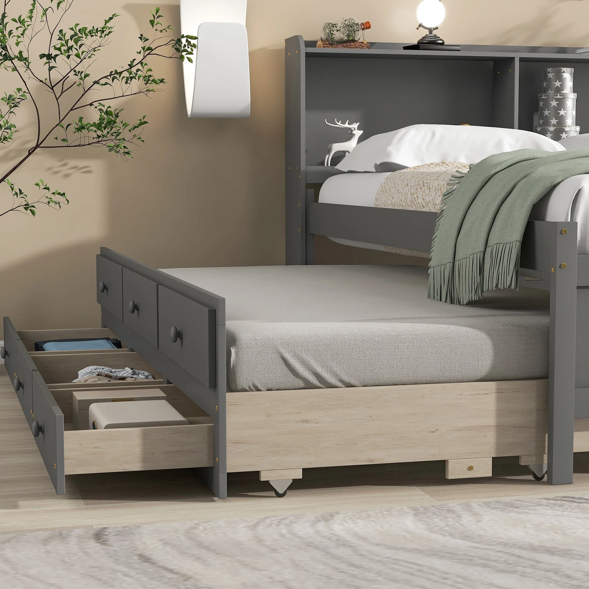 Bed with Bookcase