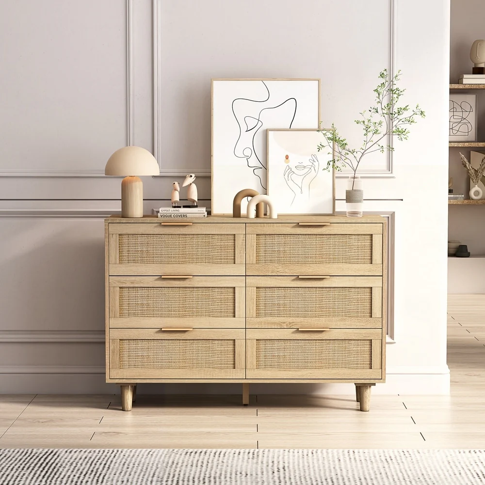 6-Drawers Rattan Storage Cabinet