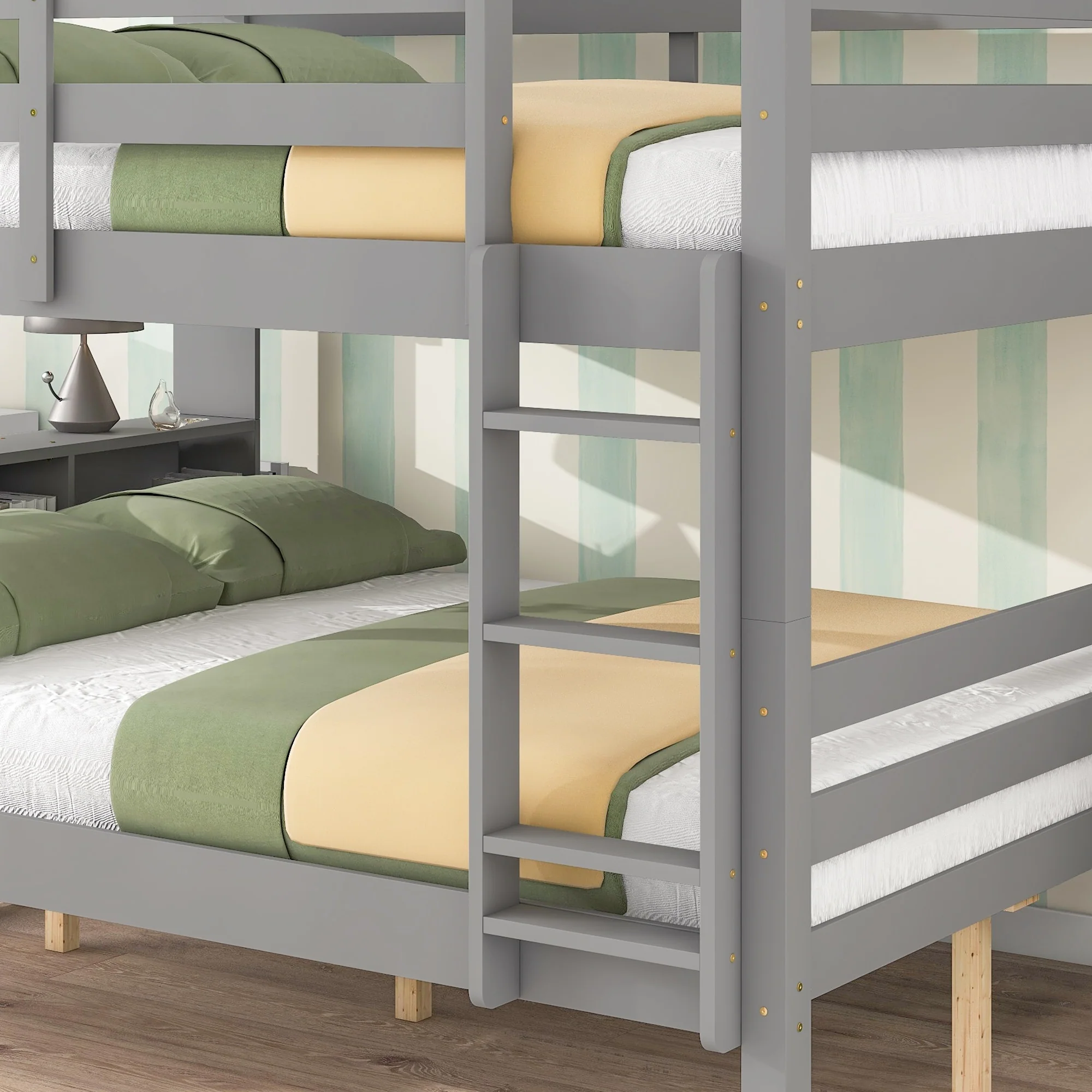 Bunk Beds with Bookcase Headboard