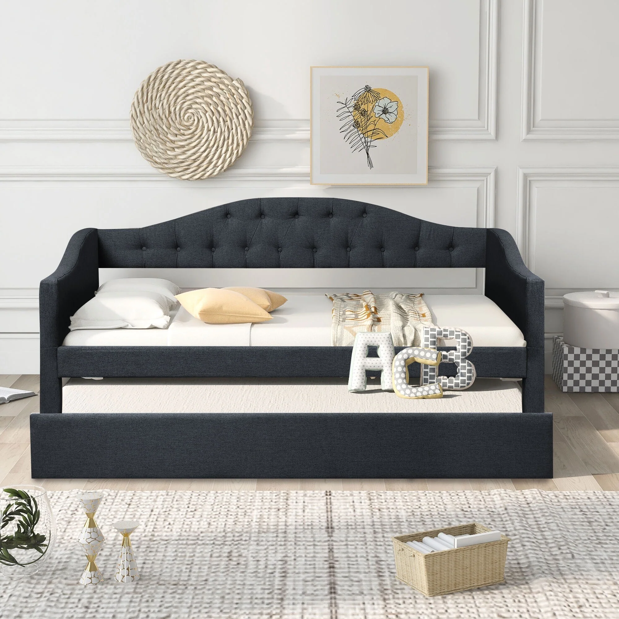 Upholstered Twin Daybed with Trundle