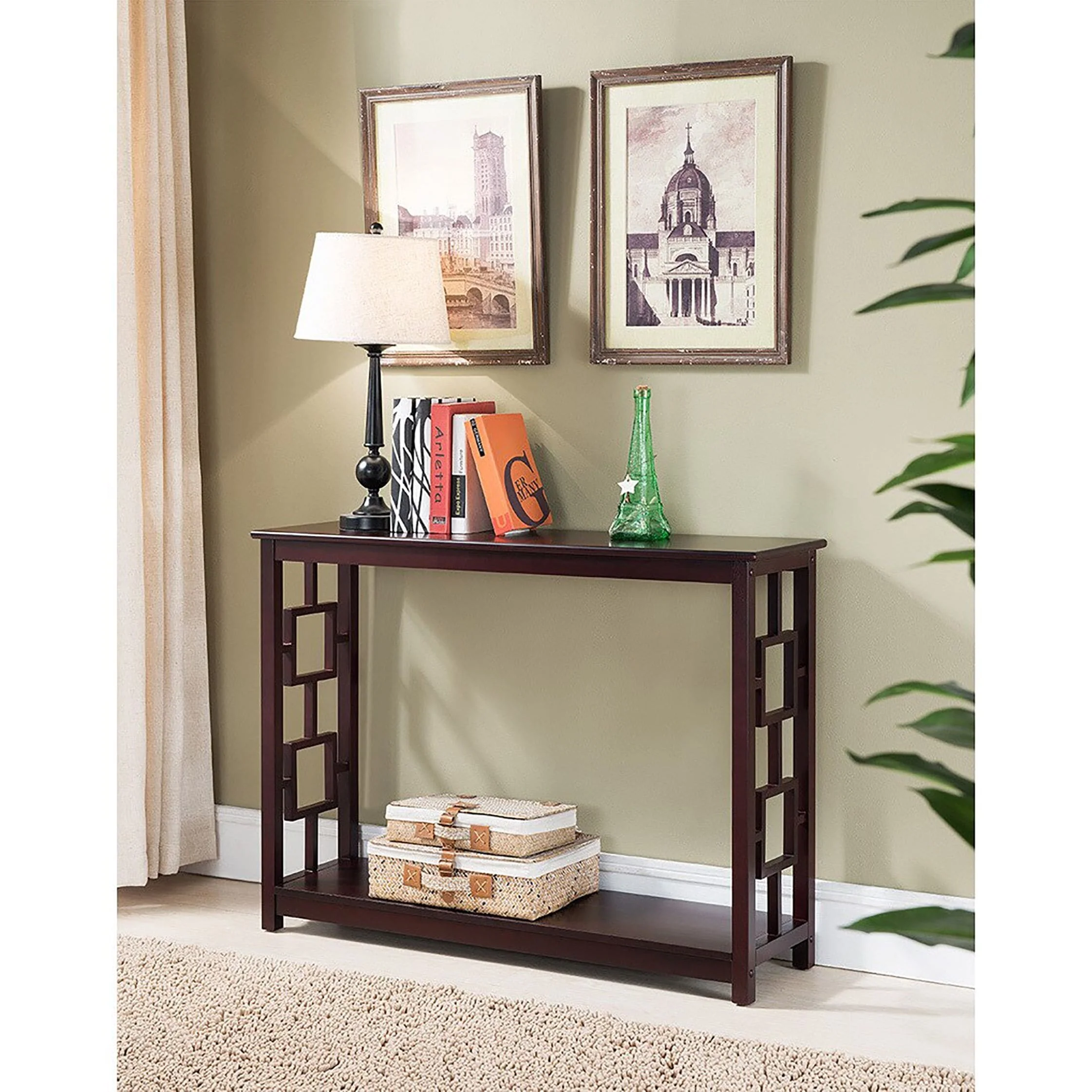 Dark Cherry Wood Console Table