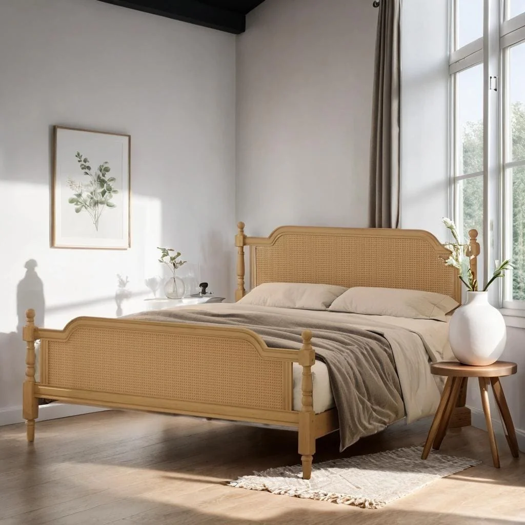 Traditional Rattan Queen Bed Frame