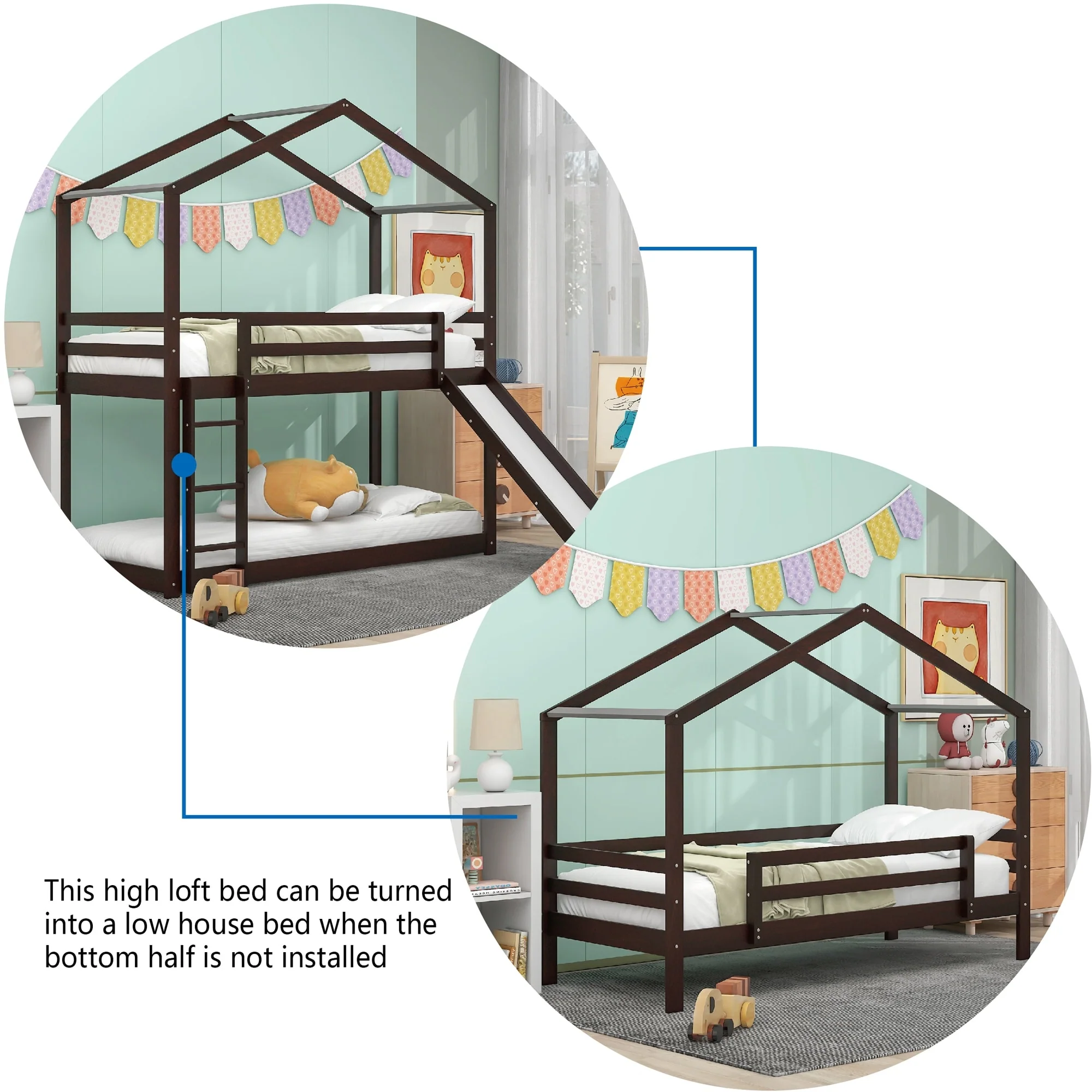 Over Bunk Bed with Roof