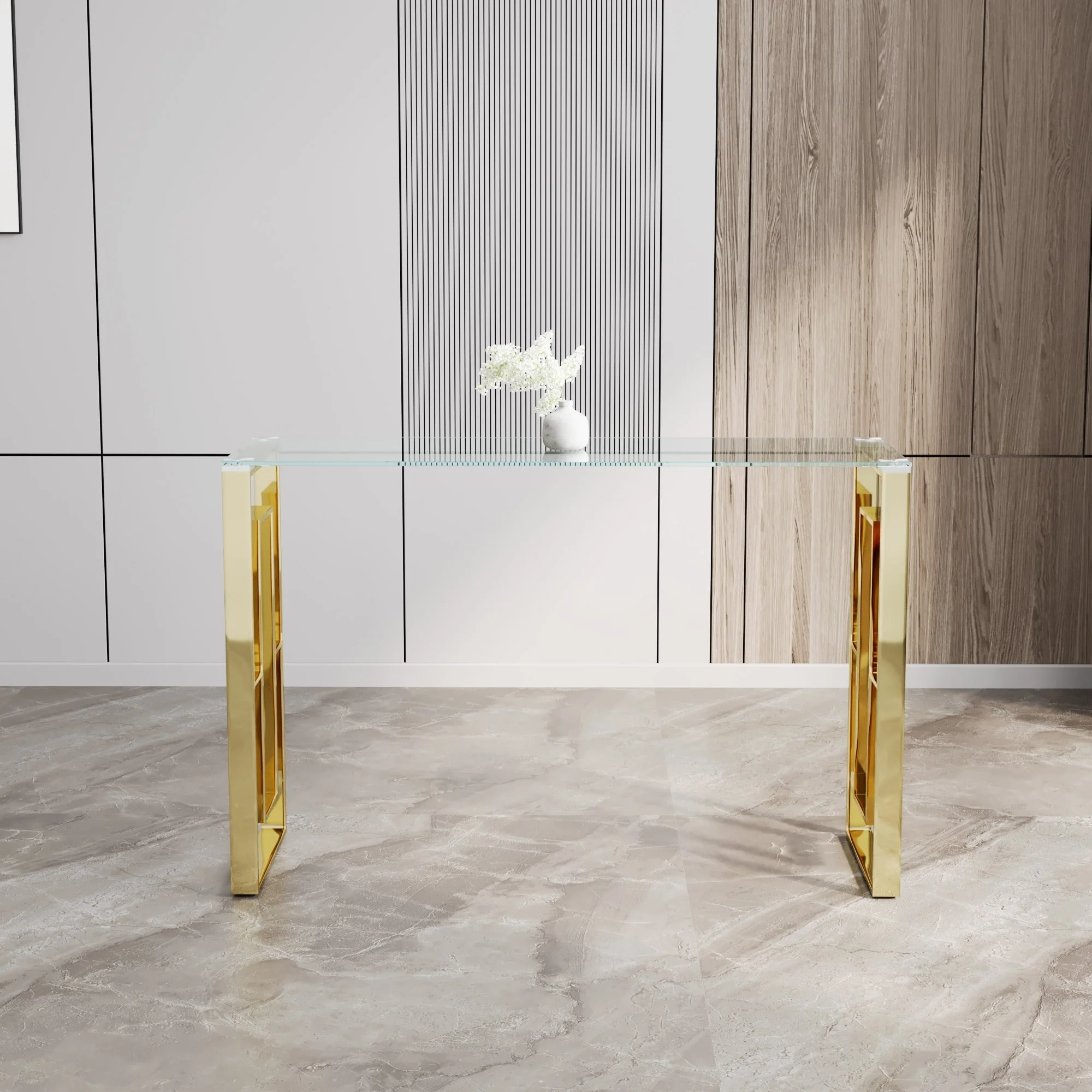 Console Table Stainless Steel Glass