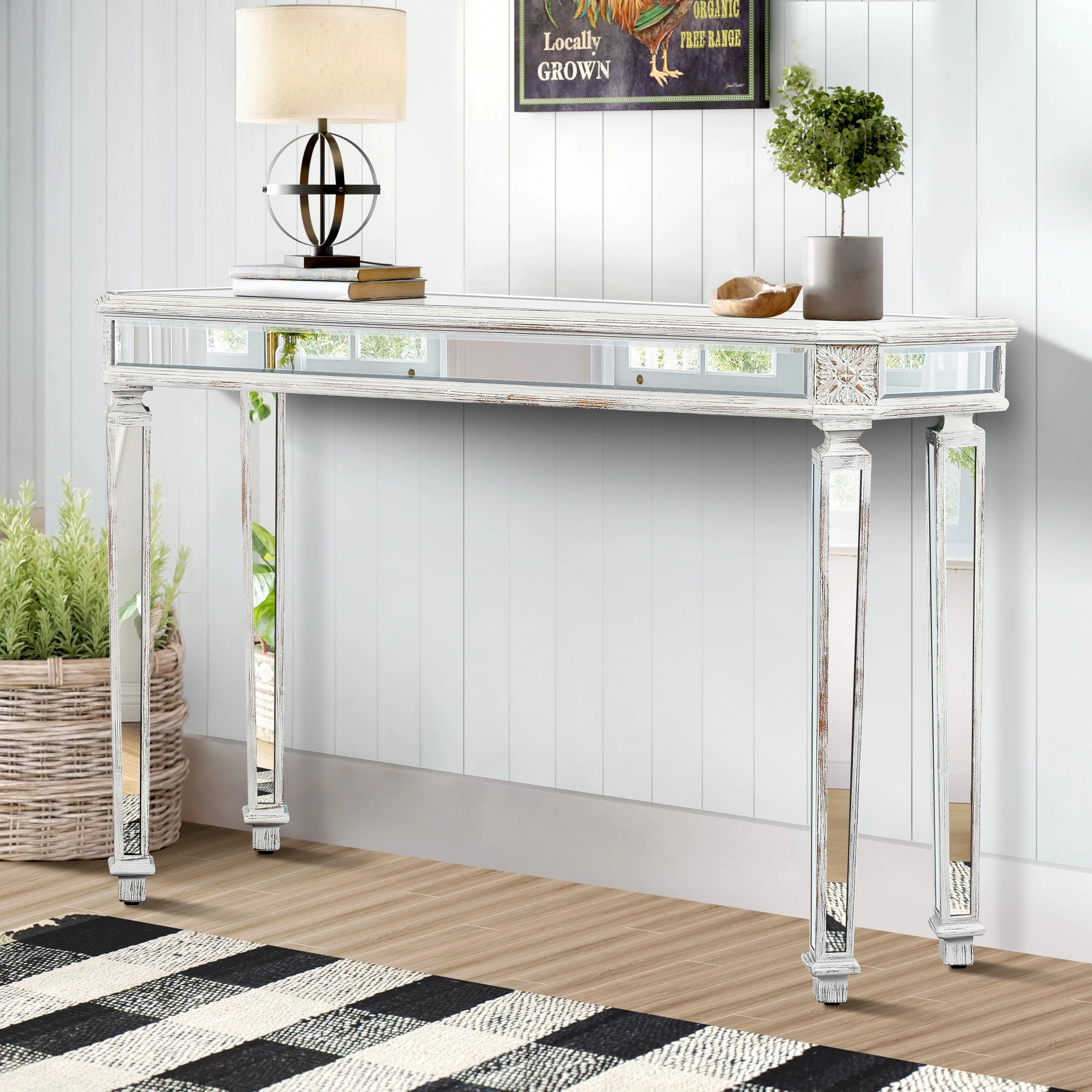 Mirror Console Table Vintage Wood