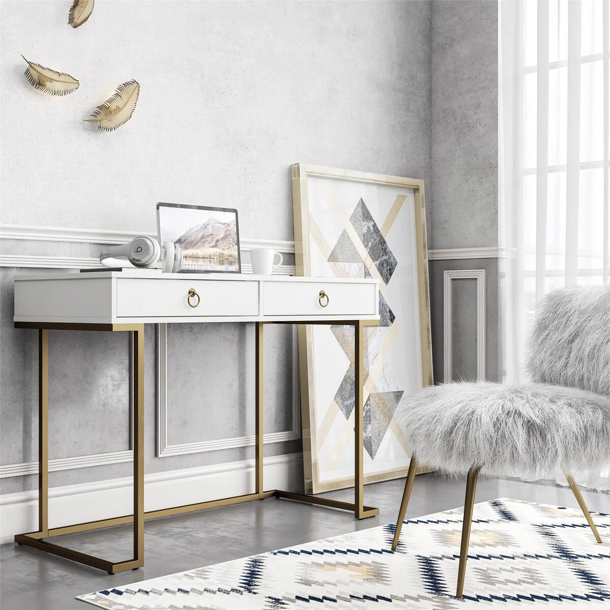 Camila Writing Desk, White