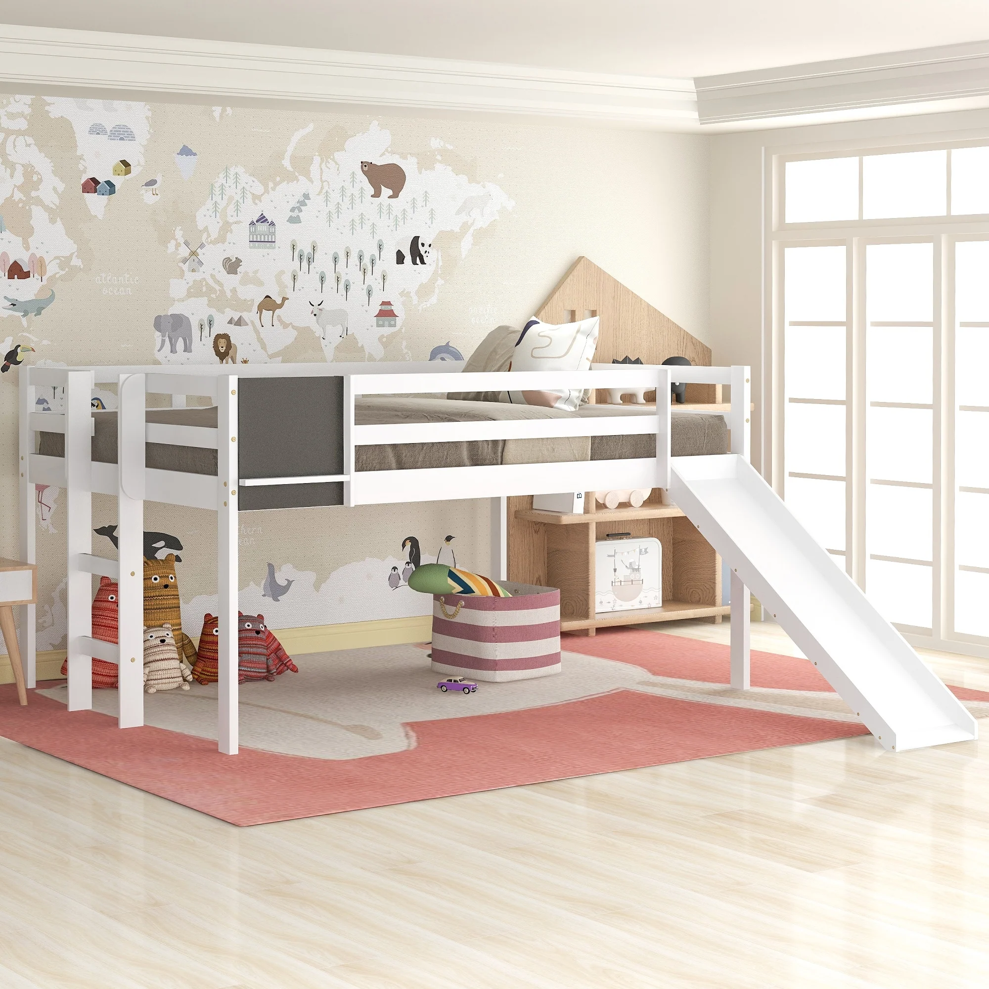 Loft Bed Wood Bed with Slide