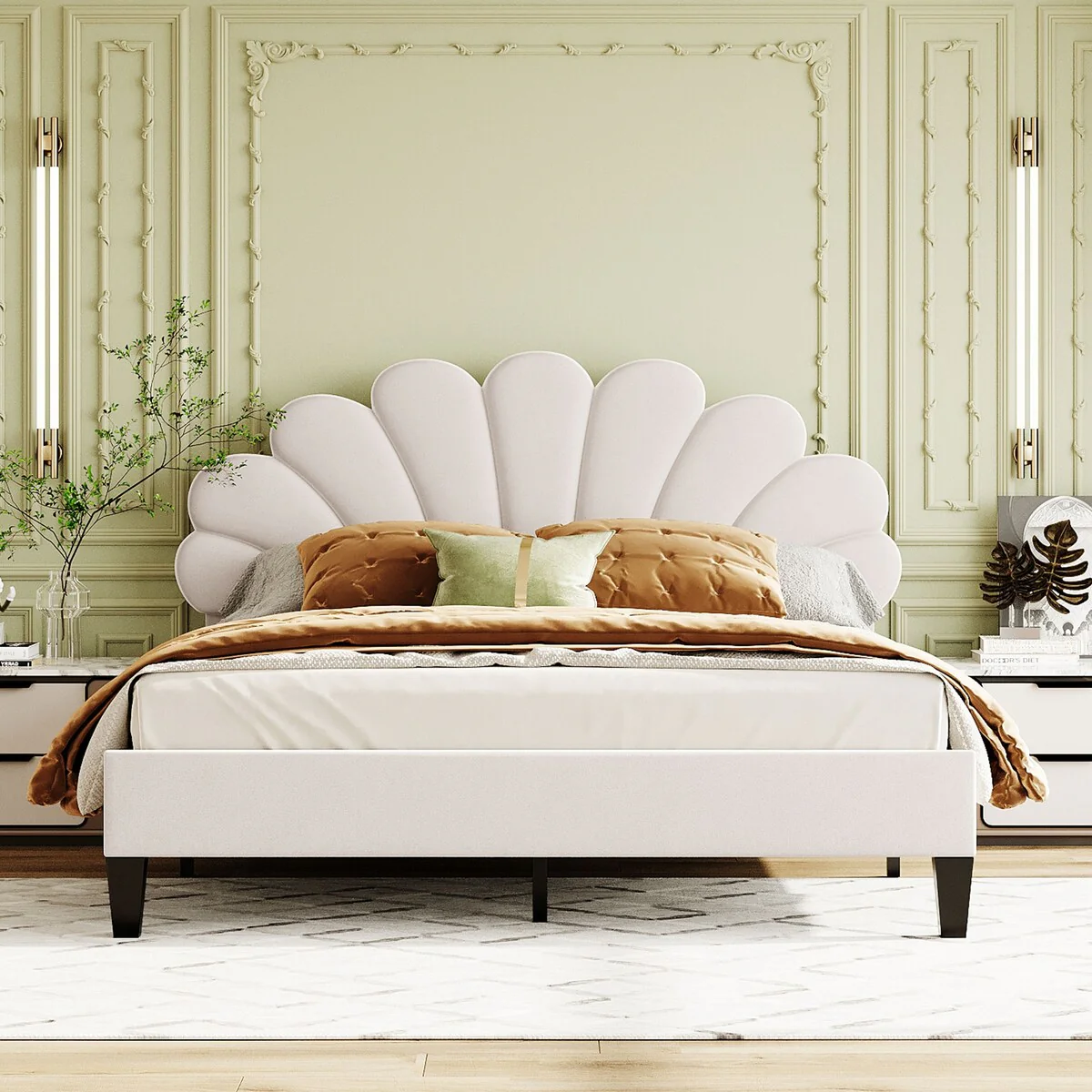 Queen Size Upholstered Platform Bed