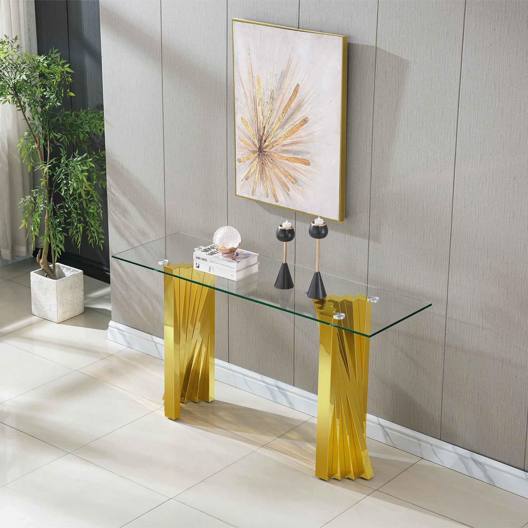 Modern Tempered Glass Console Table