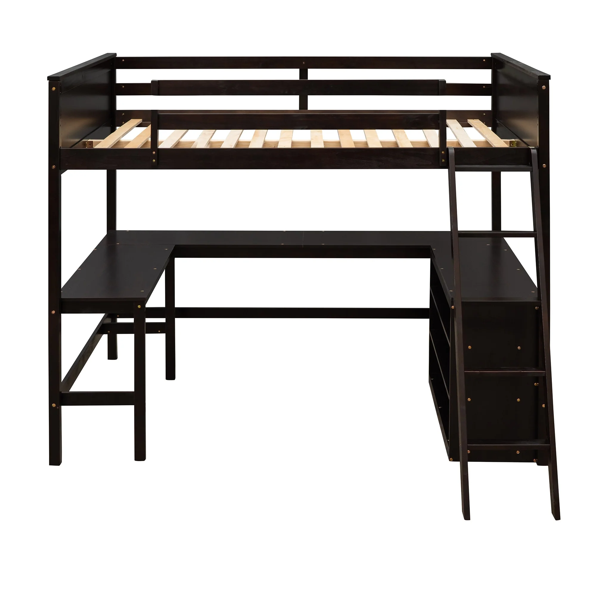 Loft Bed with Shelves and Desk